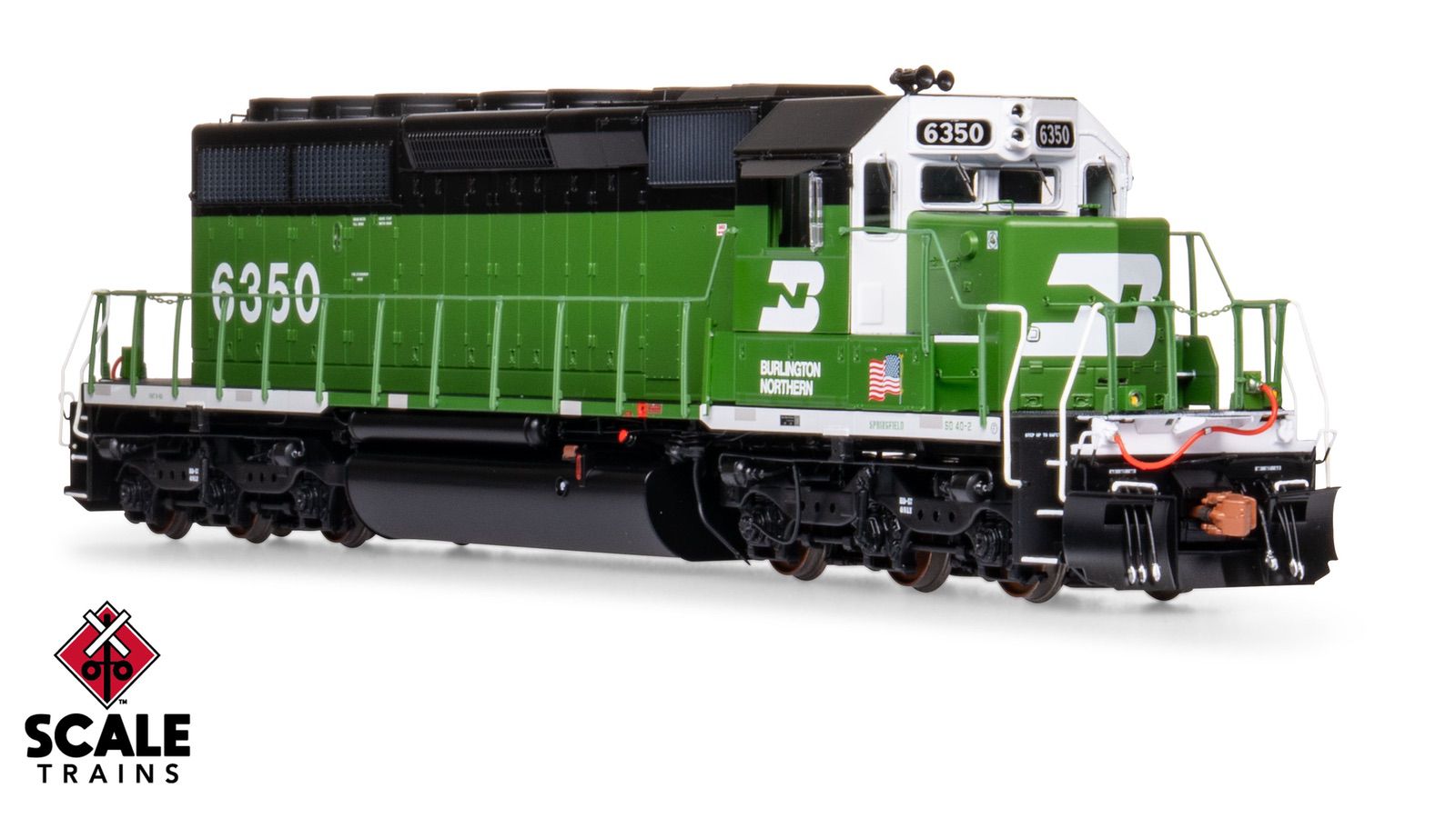 ScaleTrains SXT40759 Rivet Counter HO Scale EMD SD40-2, Burlington Northern/White Face/Strobe Lights 6358 DCC & Sound Equipped