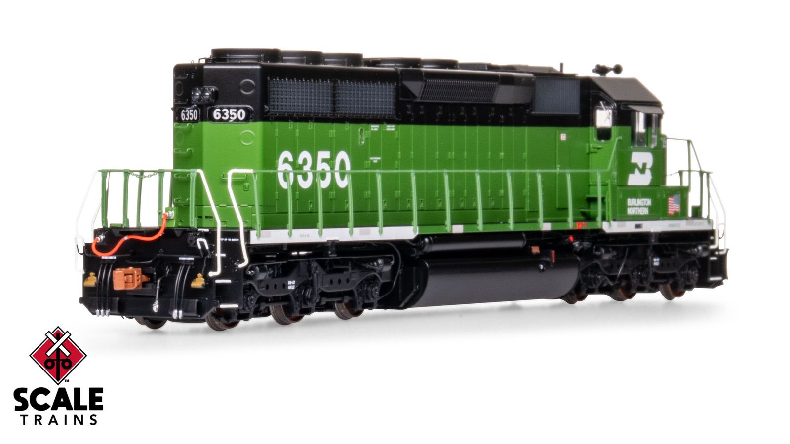 ScaleTrains SXT40759 Rivet Counter HO Scale EMD SD40-2, Burlington Northern/White Face/Strobe Lights 6358 DCC & Sound Equipped