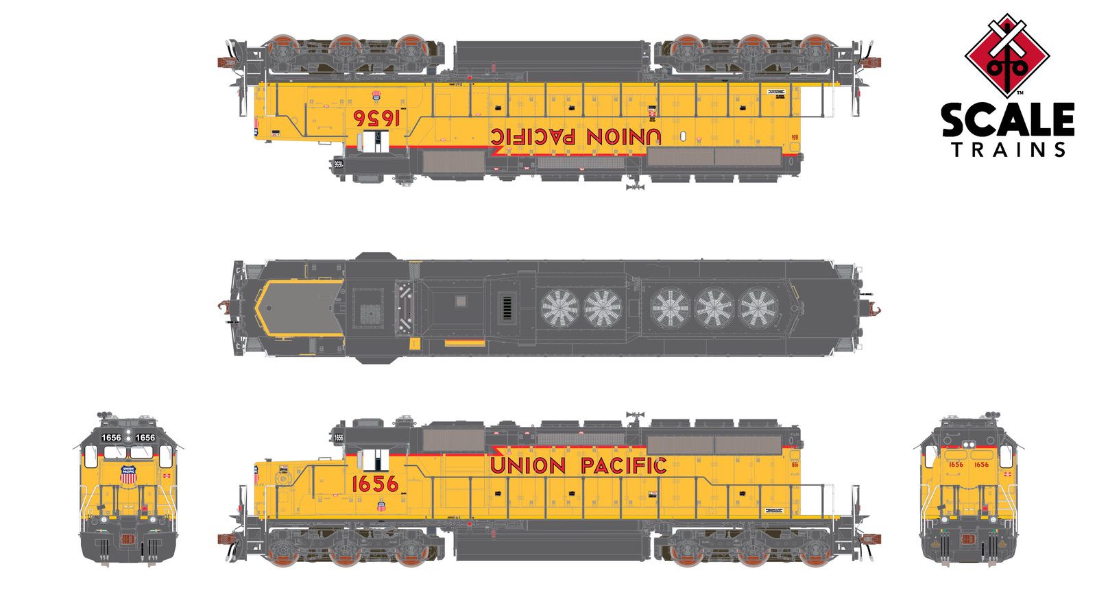 ScaleTrains SXT40807 Rivet Counter HO Scale EMD SD40-2, Union Pacific/SD40N Rebuild/81" Nose 1954 DCC & Sound Equipped