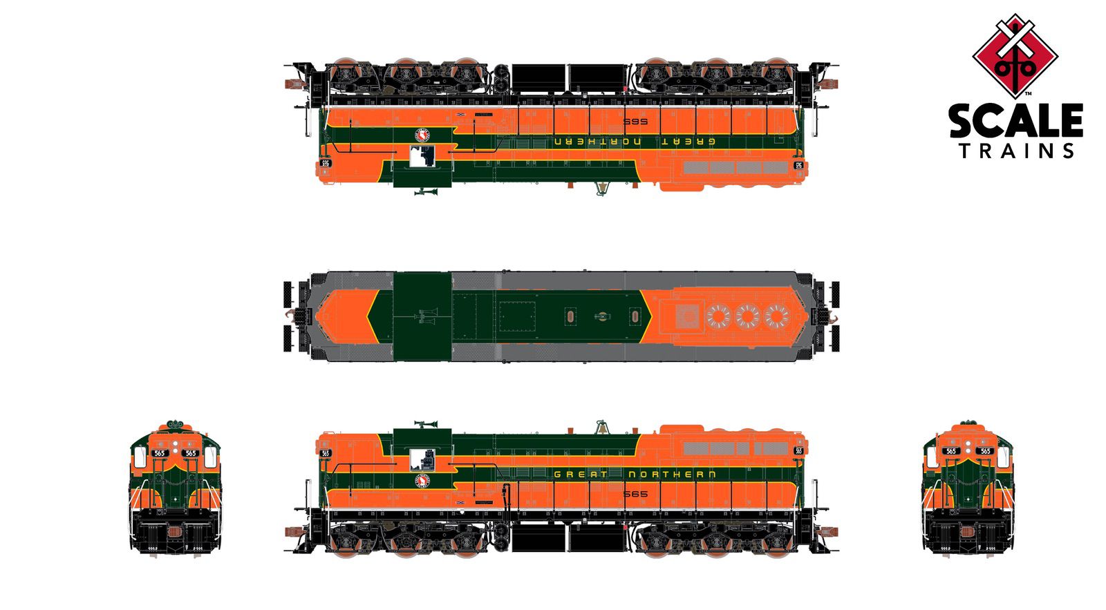 ScaleTrains SXT41170 Rivet Counter HO Scale EMD SD7, Great Northern/Empire Builder/As Delivered 567 DCC & Sound Equipped