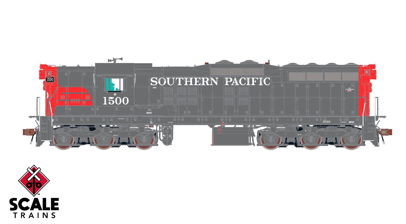 ScaleTrains SXT41190 Rivet Counter HO Scale EMD SD7R, Southern Pacific/Bloody Nose 1500 DCC & Sound Equipped