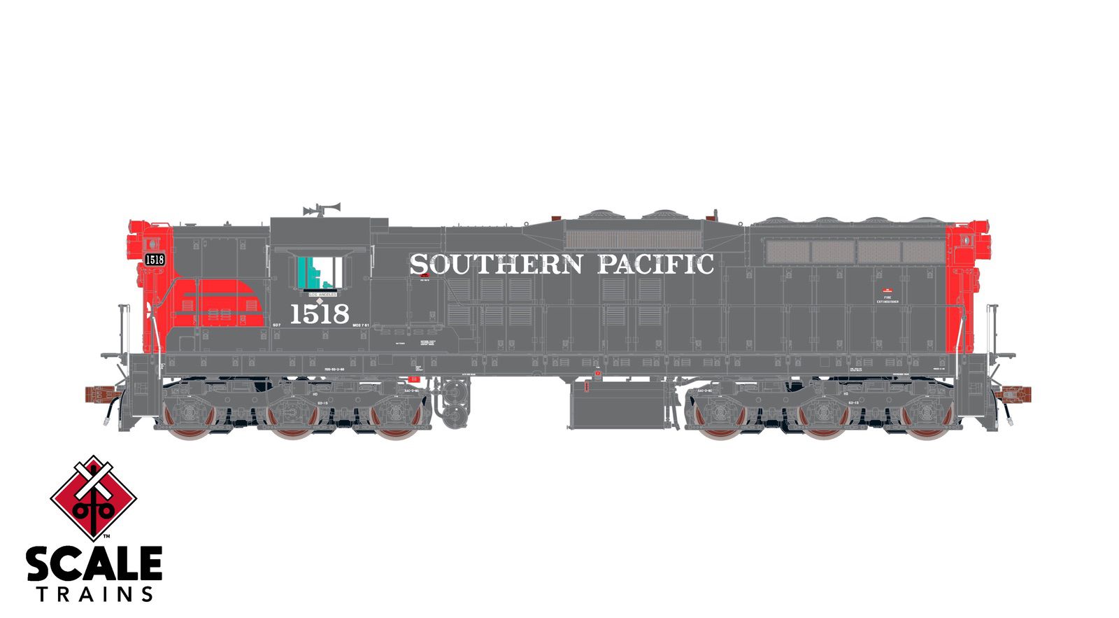 ScaleTrains SXT41192 Rivet Counter HO Scale EMD SD7R, Southern Pacific/Bloody Nose 1518 DCC & Sound Equipped