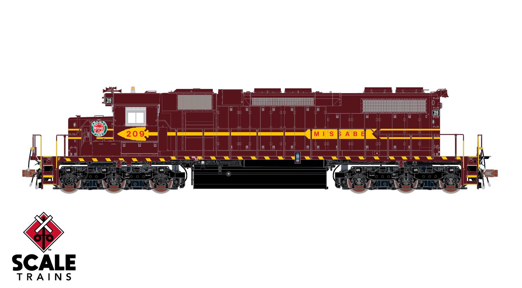 ScaleTrains SXT41262 Rivet Counter HO Scale EMD SD38-2, Duluth Missabe & Iron Range/DM&IR/Red Lettering 209 DCC & Sound Equipped