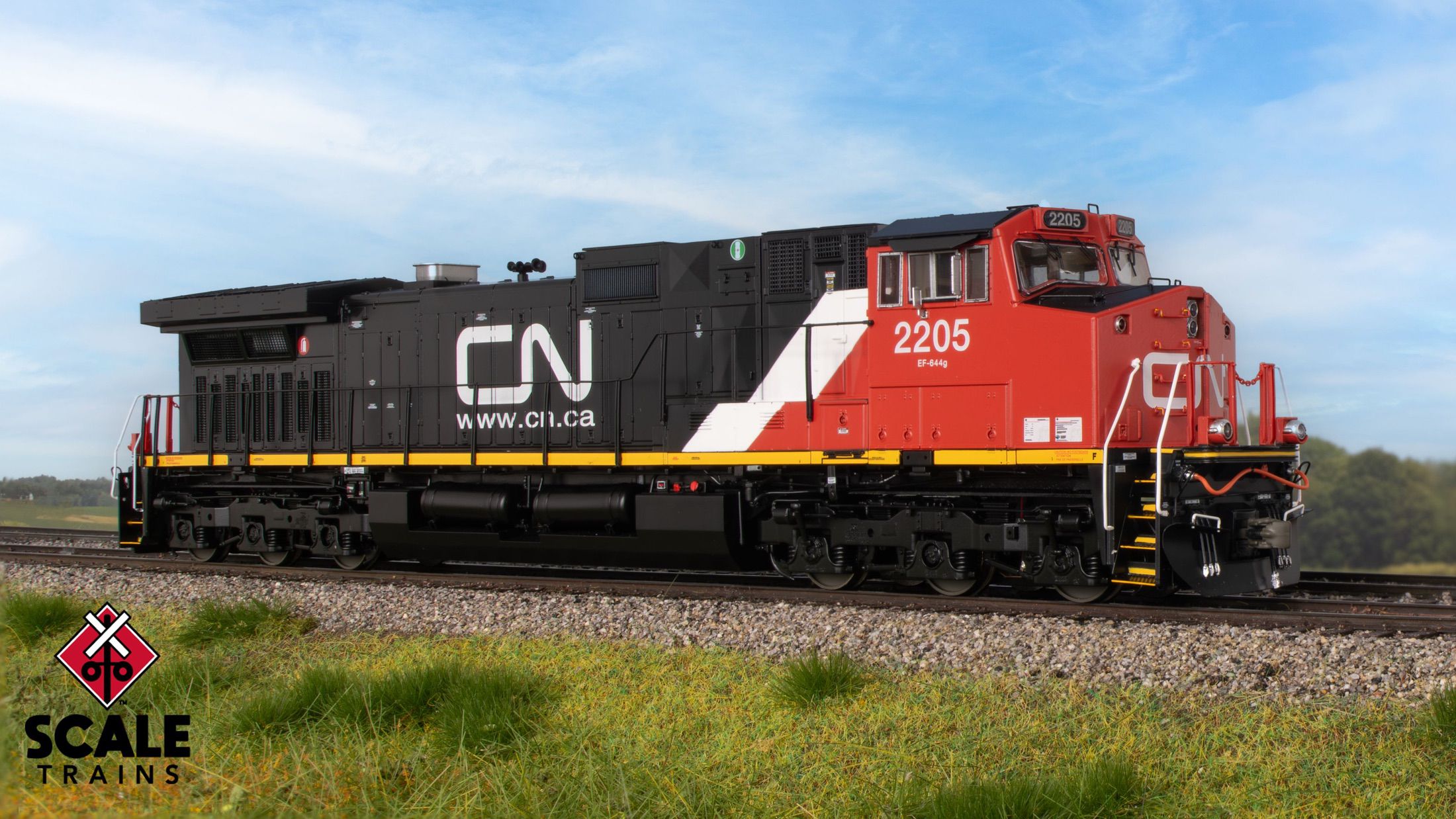 ScaleTrains SXT41551 Rivet Counter HO Scale GE DASH 9-44CW/Canadian National/Teardrop Windshields/Red Marker Lights 2202 DCC & Sound Equipped