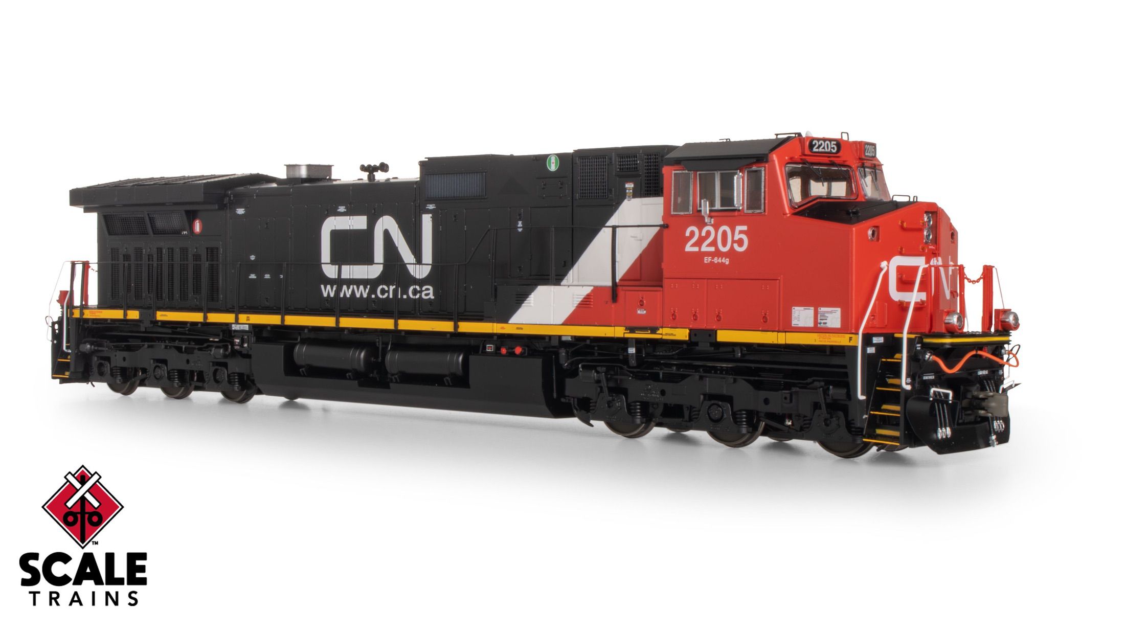 ScaleTrains SXT41553 Rivet Counter HO Scale GE DASH 9-44CW/Canadian National/Teardrop Windshields/Red Marker Lights 2203 DCC & Sound Equipped