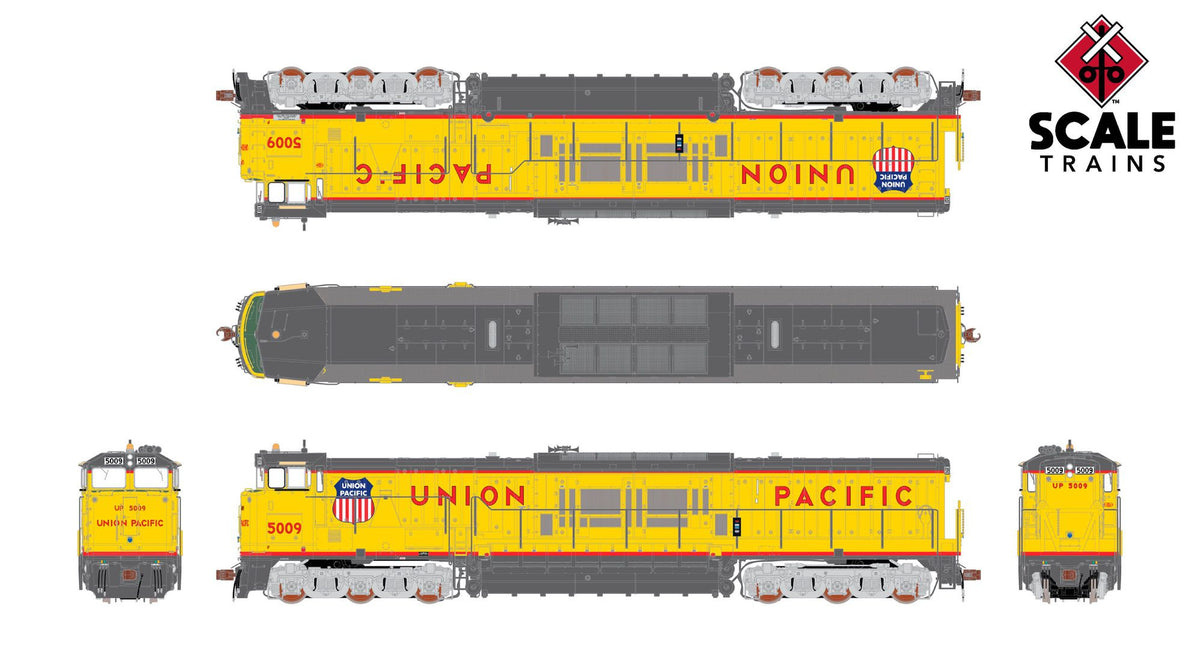 ScaleTrains SXT70117 Museum Quality HO Scale GE U50C, Union Pacific/Modified Nose Door 5009 DCC & Sound Equipped