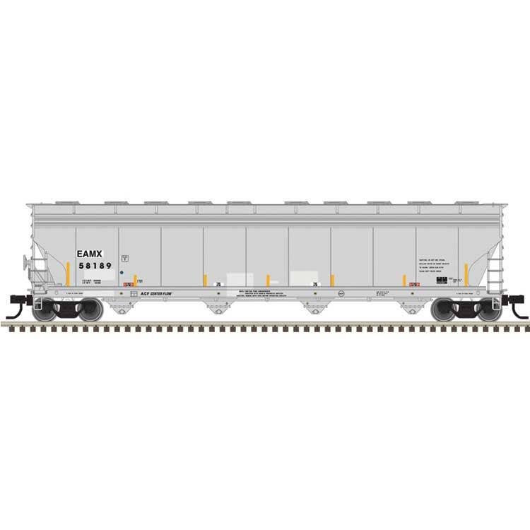 Atlas HO 150-20007672 ACF 5800 4-Bay Covered Hopper - Ready to Run - Master(R) - Everest Railcar Services EAMX #58181 (gray, black, yellow conspicuity marks)