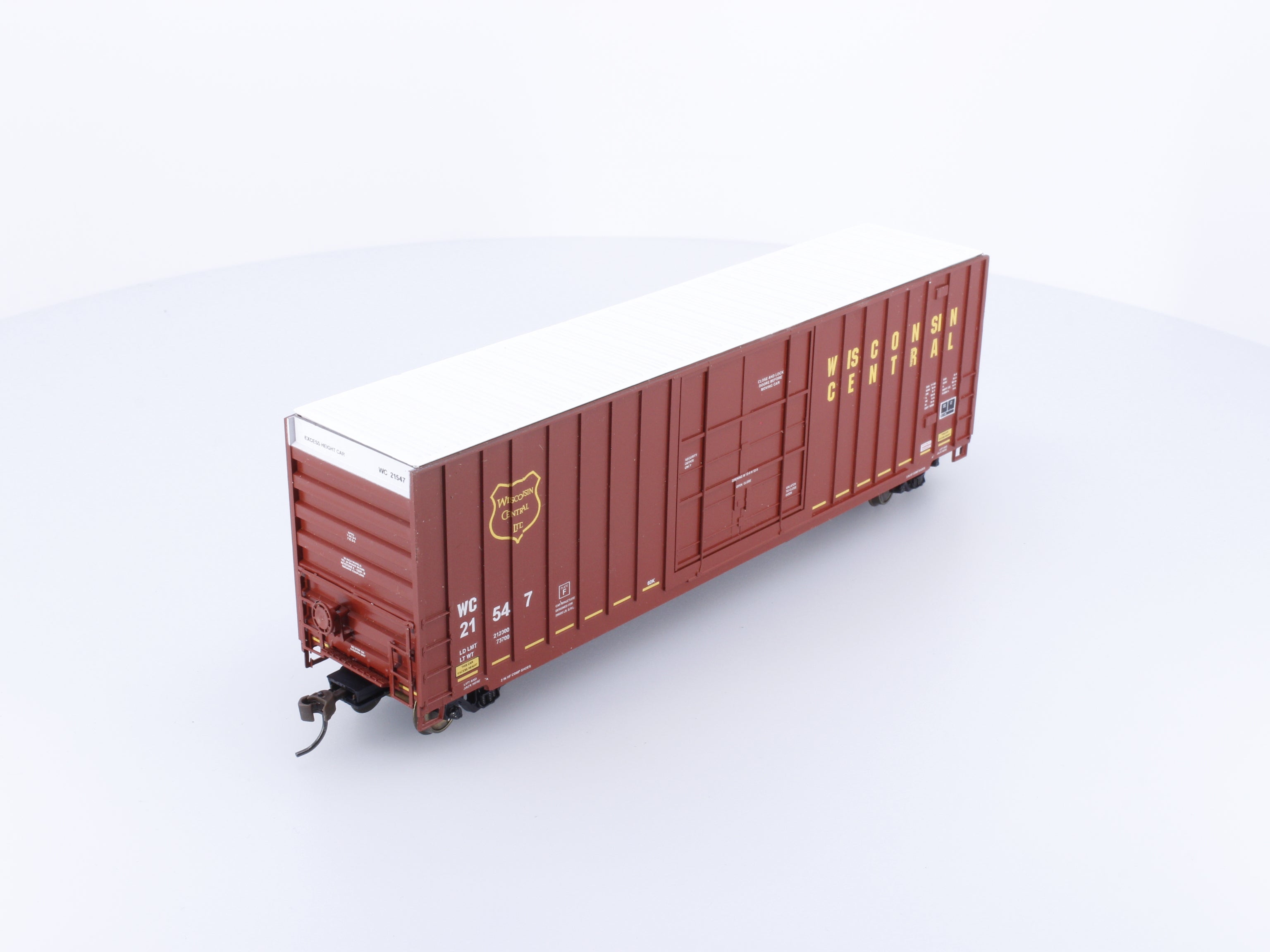 LBF Company 1306 HO 50' Hi Cube Plug Door Boxcar Wisconsin Central (WC) 21547