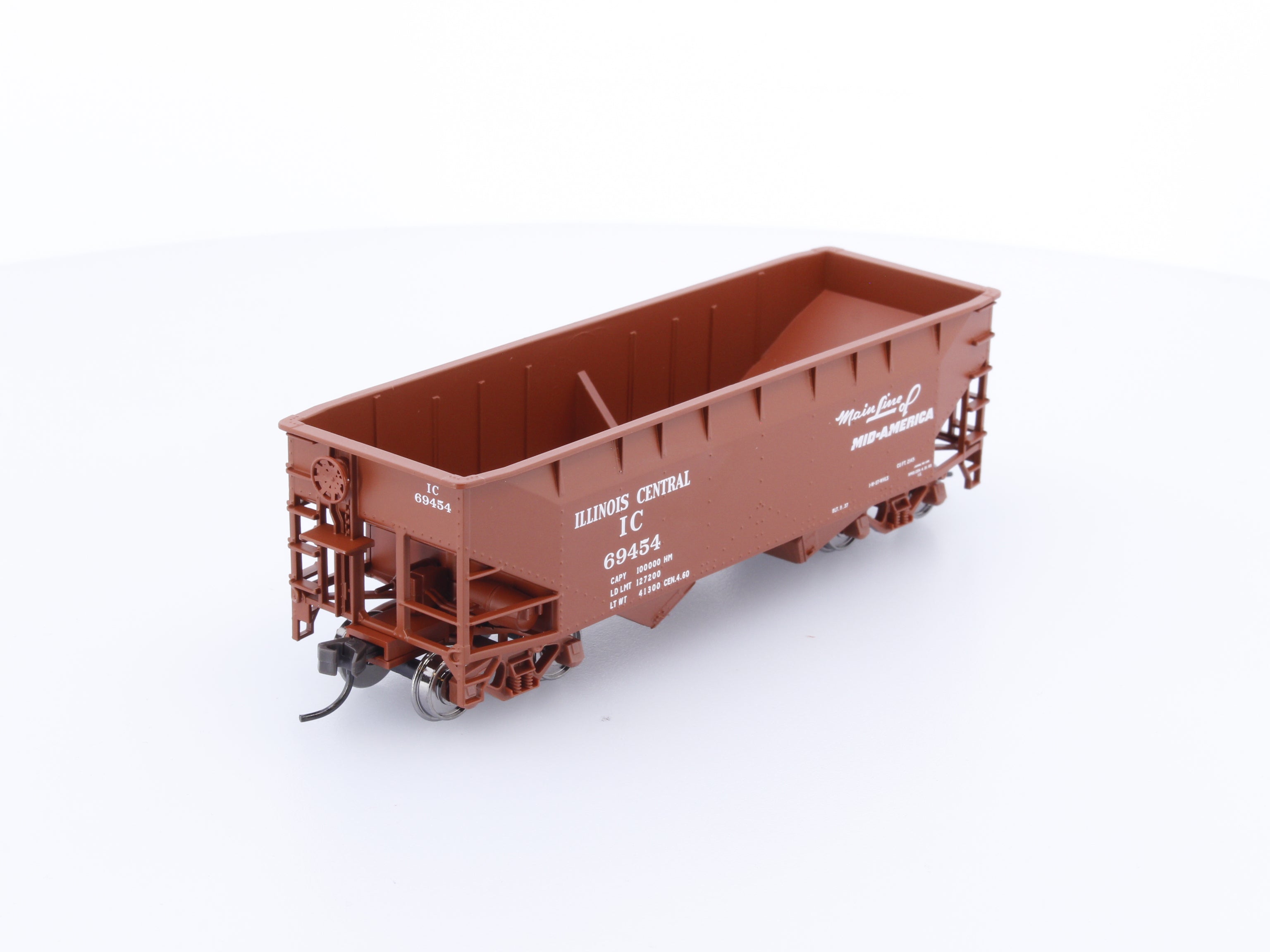 Atlas Trainman 18873 HO 2 Bay Offset Side Hopper Illinois Central (IC) 69454