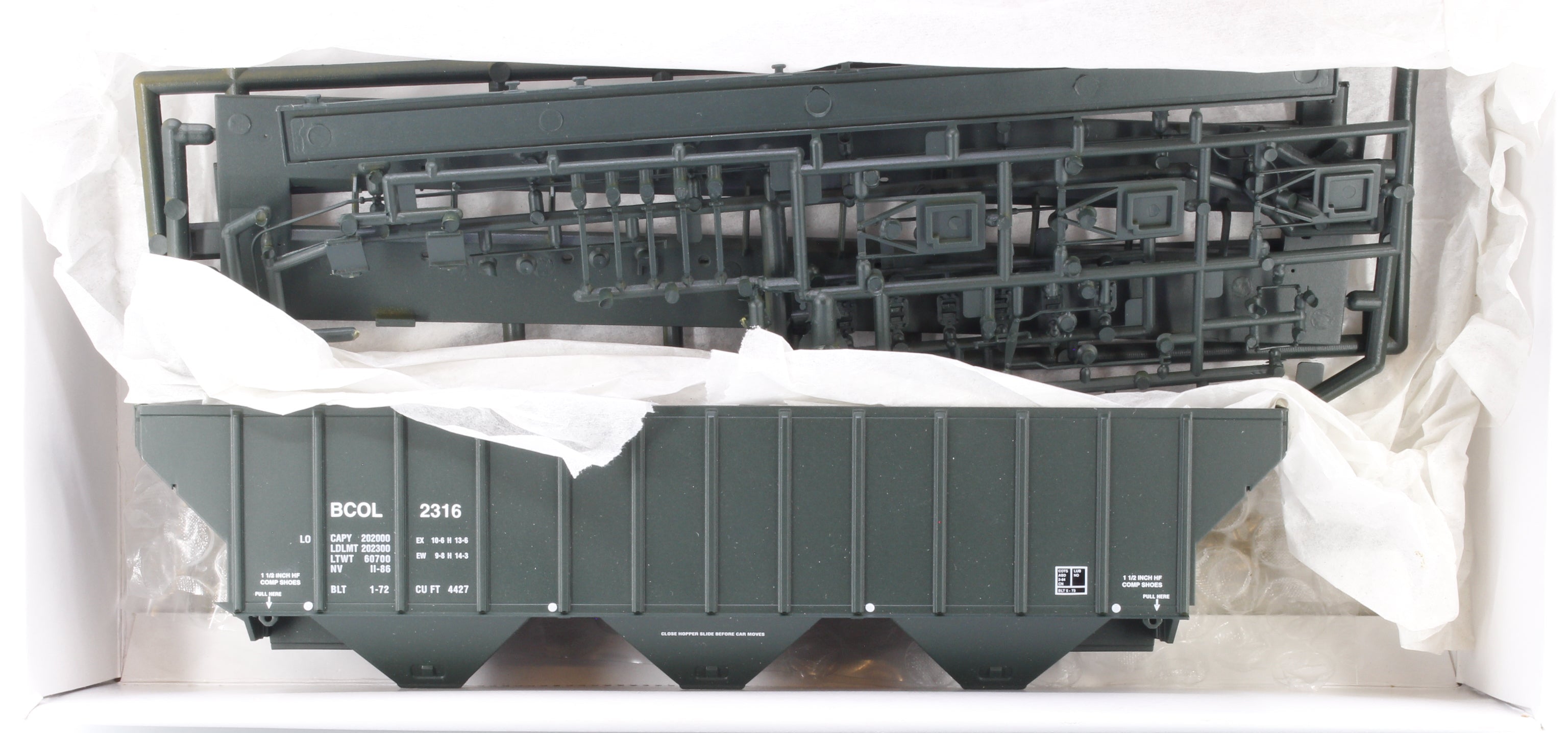 Proto 2000 4427 HO PS2-CD High Side Covered Hopper British Columbia Railway (BCOL) 2316