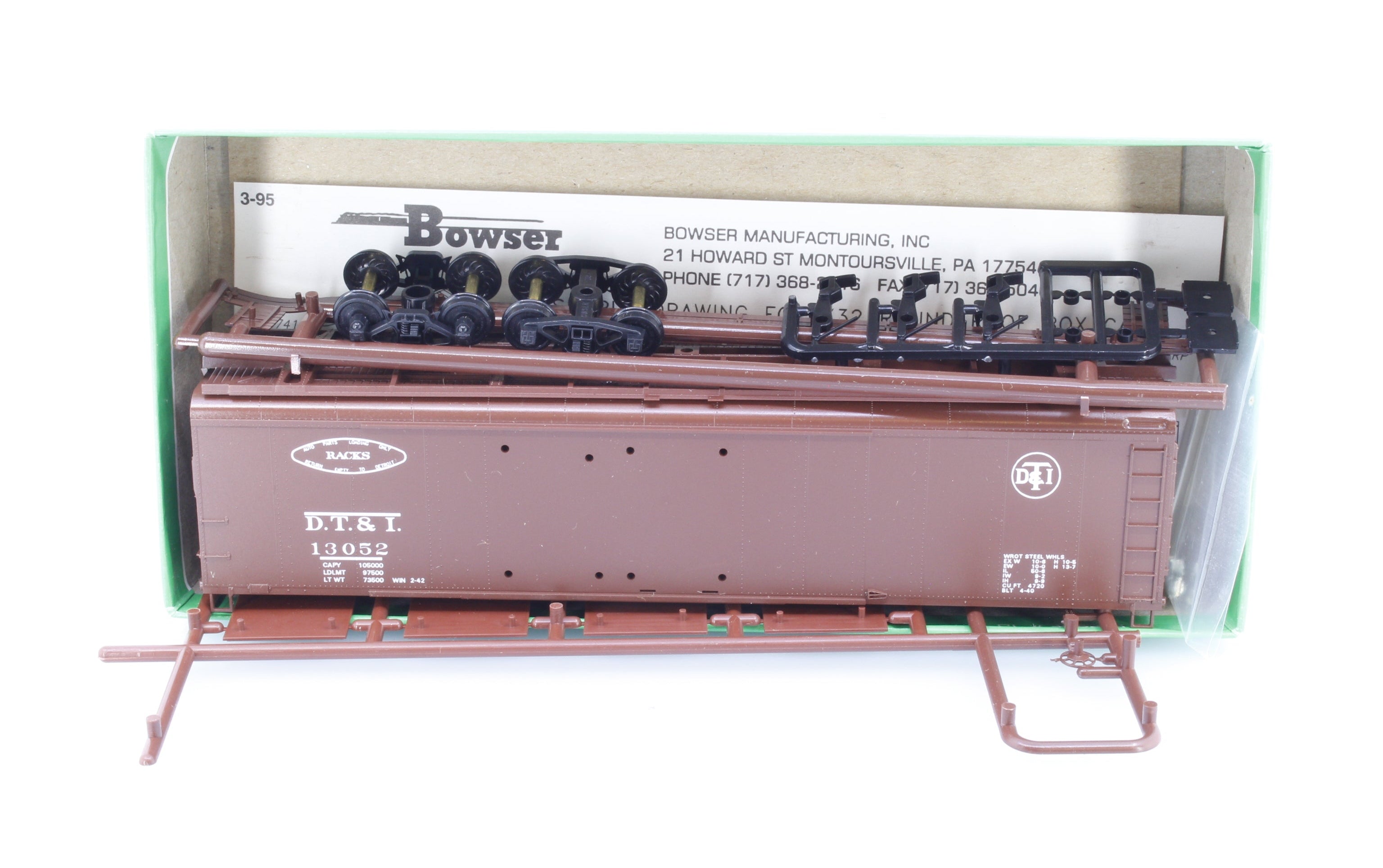 Bowser 55405 HO 50' Double Door Round Roof Box Car Detroit Toledo and Ironton (DTI) 13052