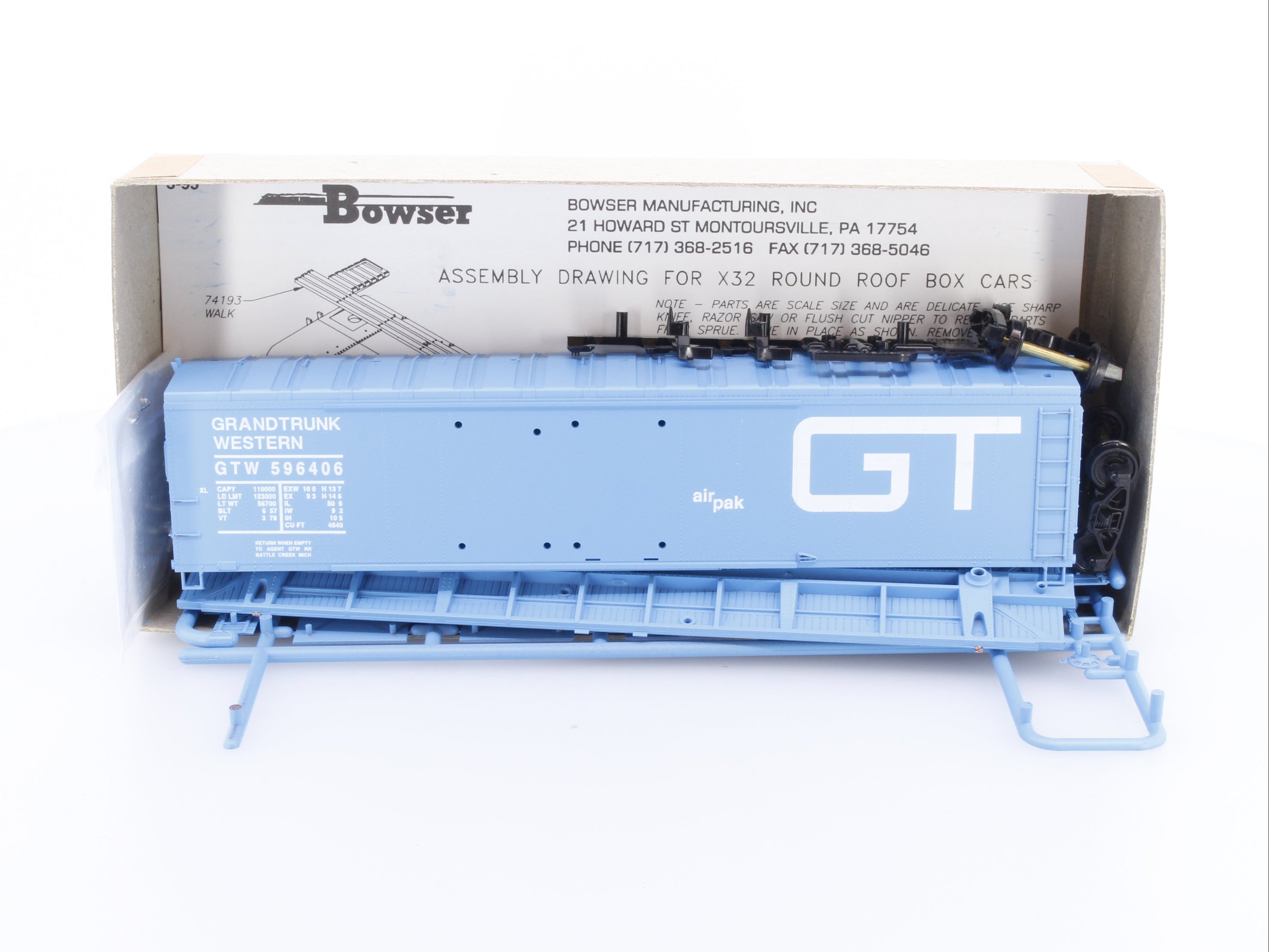 Bowser 3-1703 HO 50' Double Door Boxcar Grand Trunk Western (GTW) 596406
