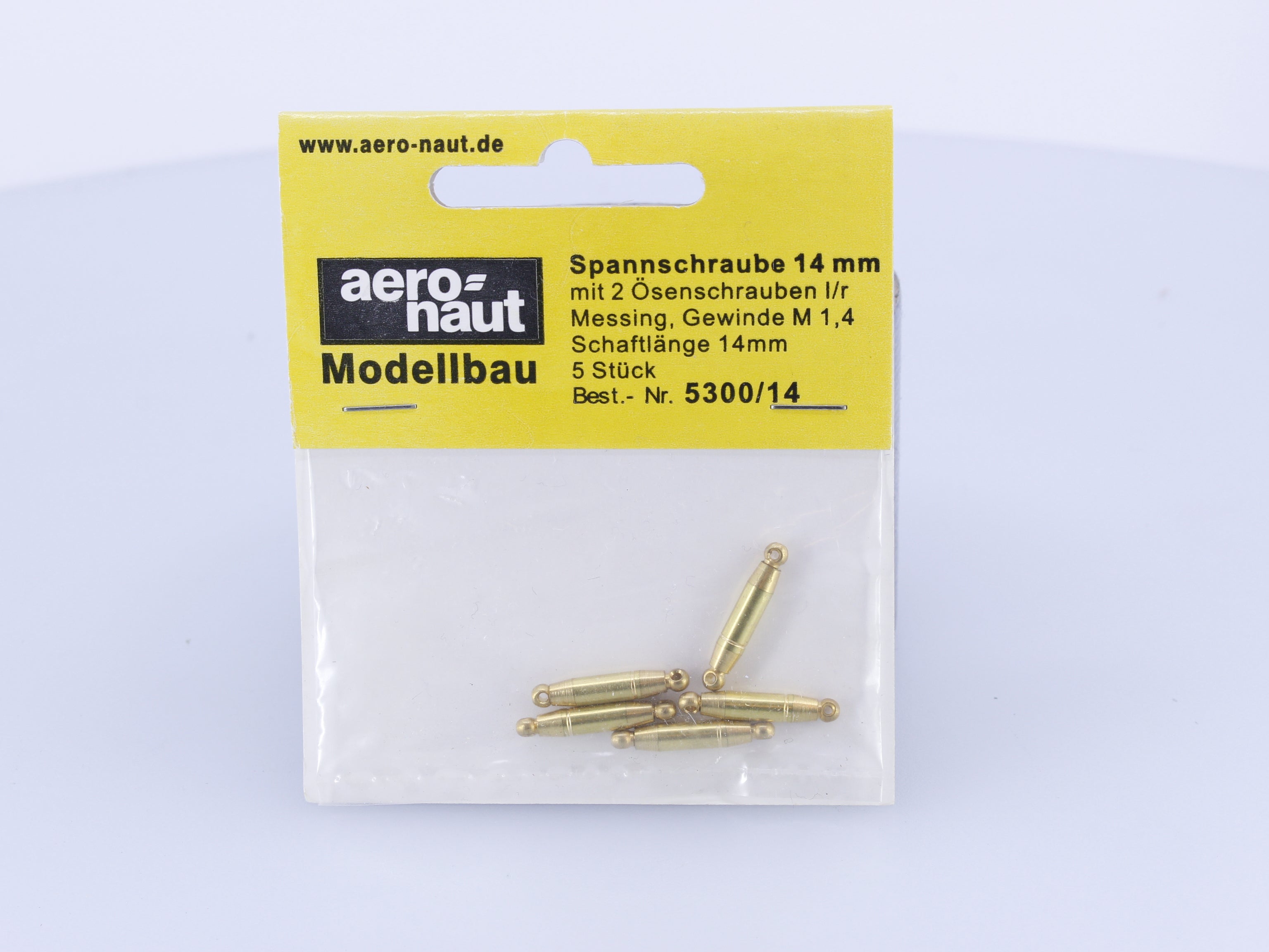 Aero-Naut 5300/14 14mm Shaft Threaded Brass Clamping Screw with 2 Eyebolts, 5pcs