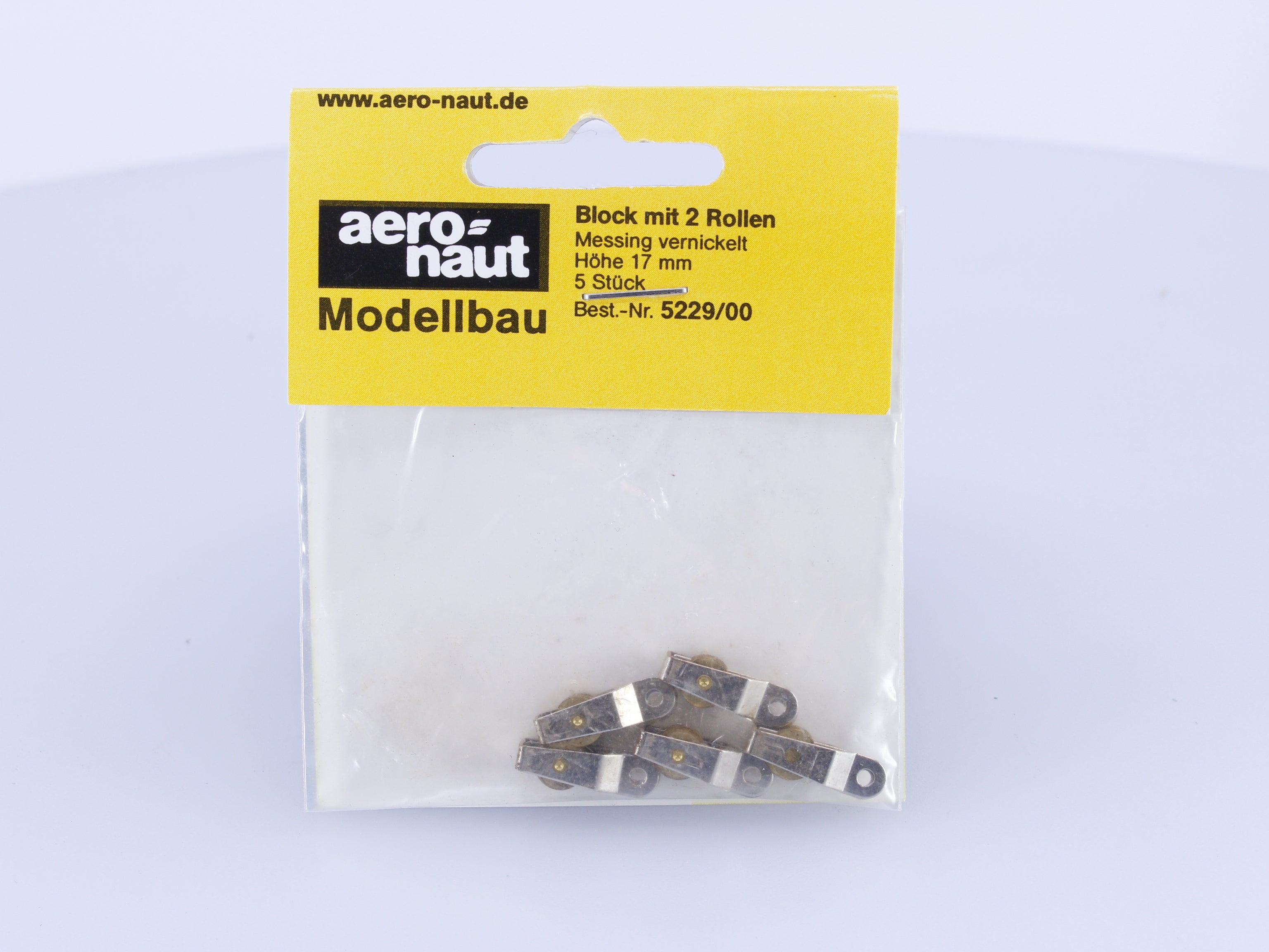 Aero-Naut 5229/00 17mm Nickle-Plated Brass Block with 2 Rollers 5 Pcs