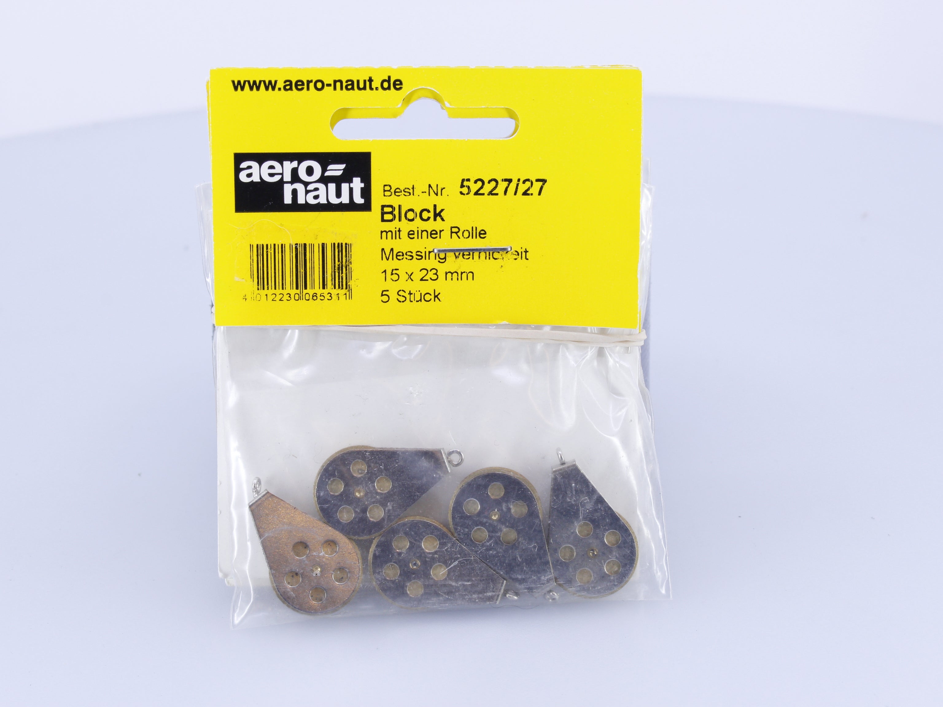 Aero-Naut 5227/27 15x23mm Nickle-Plated Brass Block with 1 Roller 5 Pcs #3