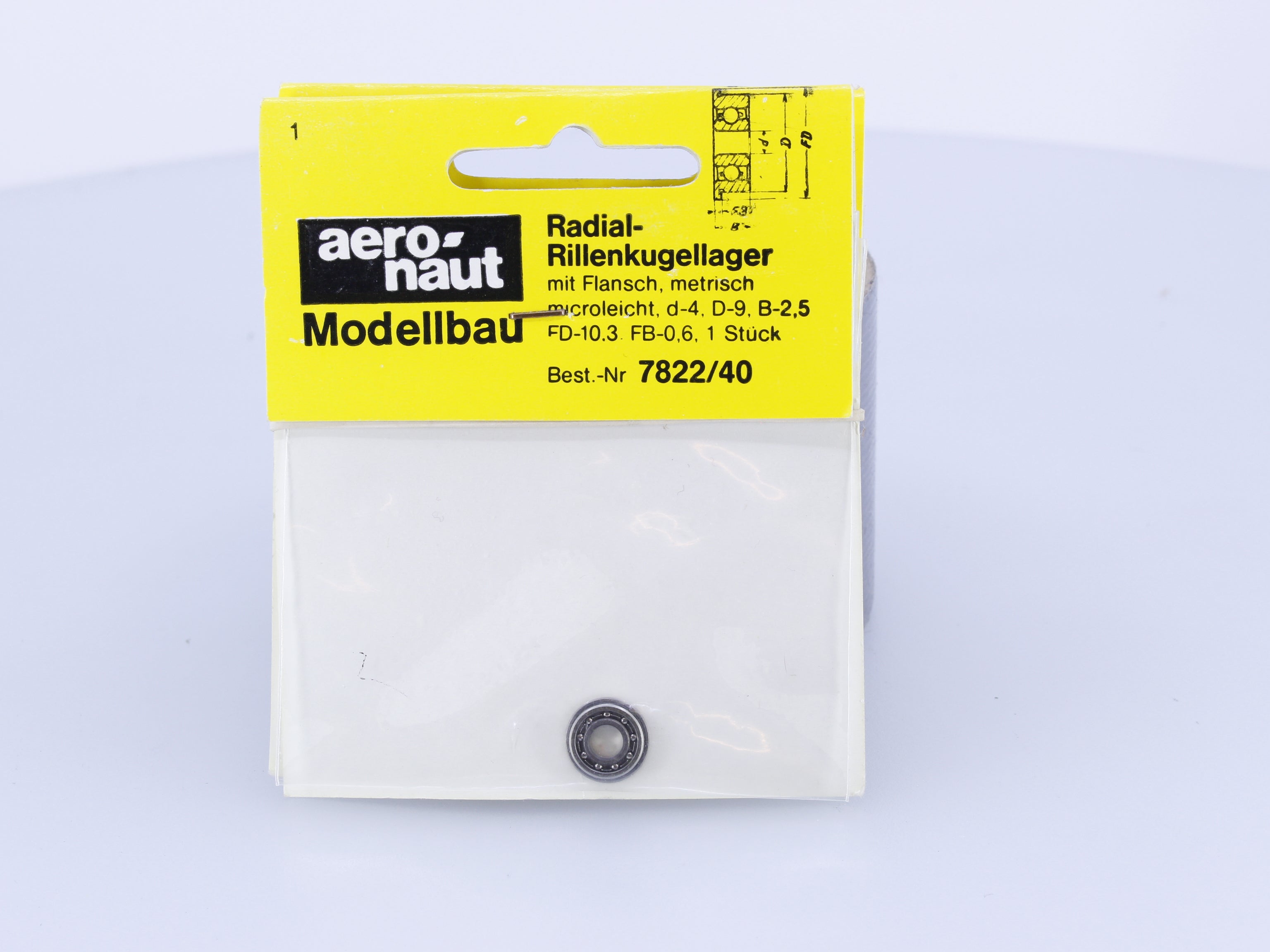 Aero-Naut 7822/40 D-4,D-9,B-2,5,FD-10.3,FB-0,6 Metric Micro-Light Radial Deep Groove Ball Bearing with Flange 1 Pc #2