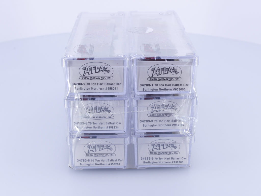 Atlas 34783-1 N 6 Pack 70 Ton Hart Ballast Cars Burlington Northern (BN) 958000-958284