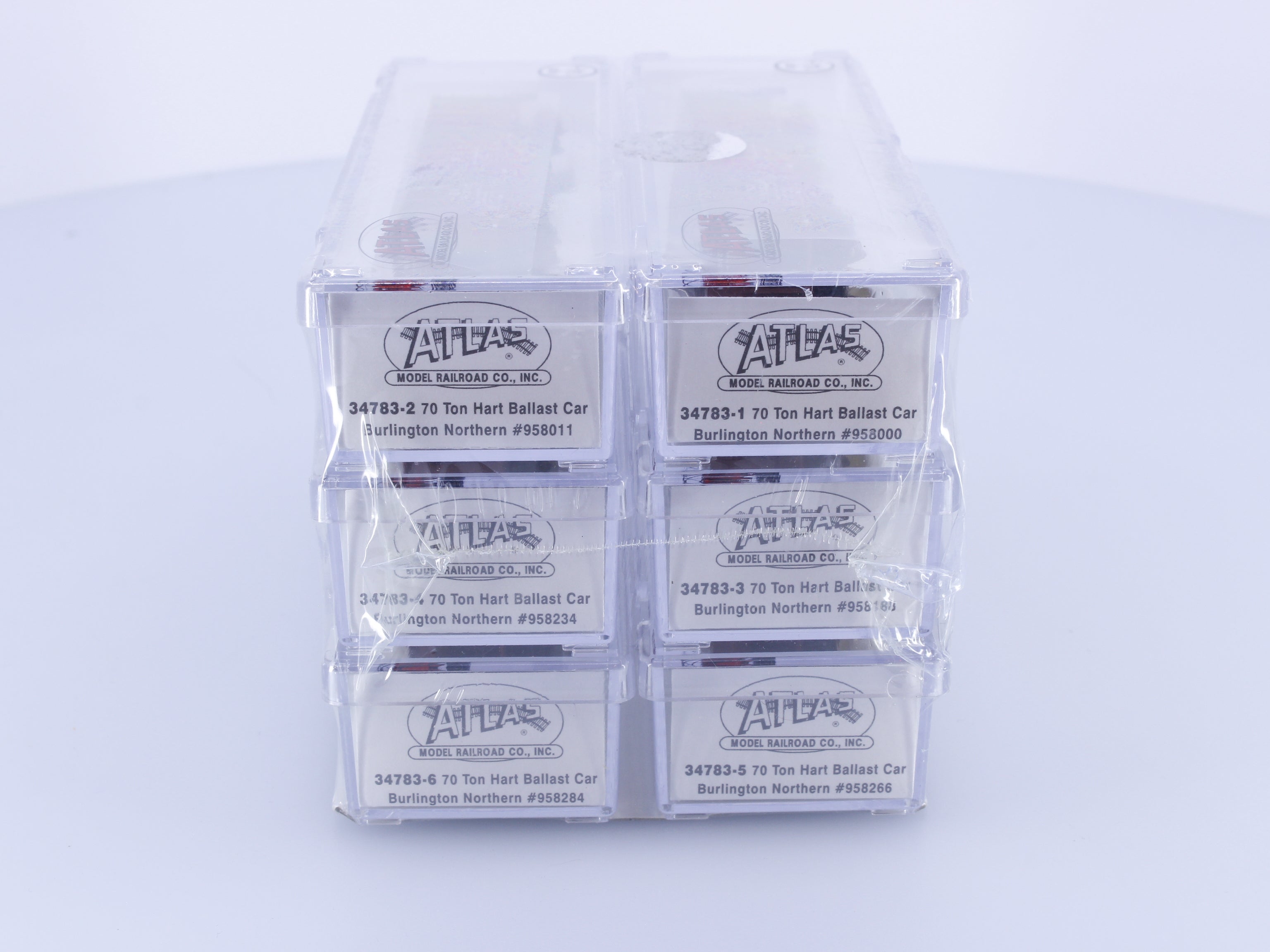 Atlas 34783-1 N 6 Pack 70 Ton Hart Ballast Cars Burlington Northern (BN) 958000-958284