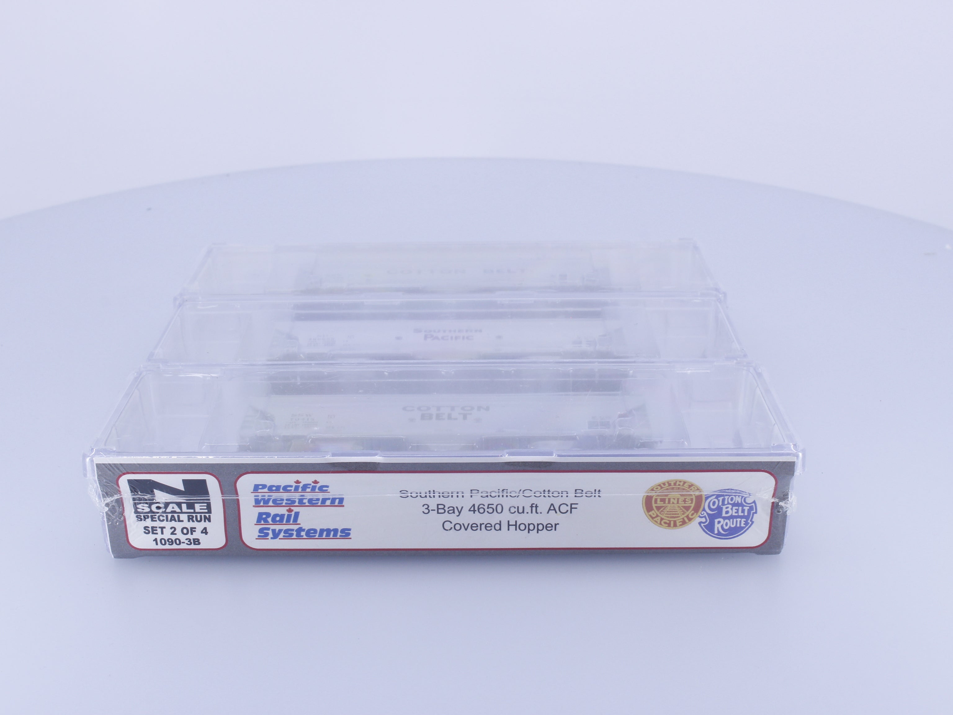 Pacific Western Rail Systems 1090-3B N 3 Pack Set 3 Bay 4650 cu.ft. ACF Covered Hoppers Southern Pacific (SP)