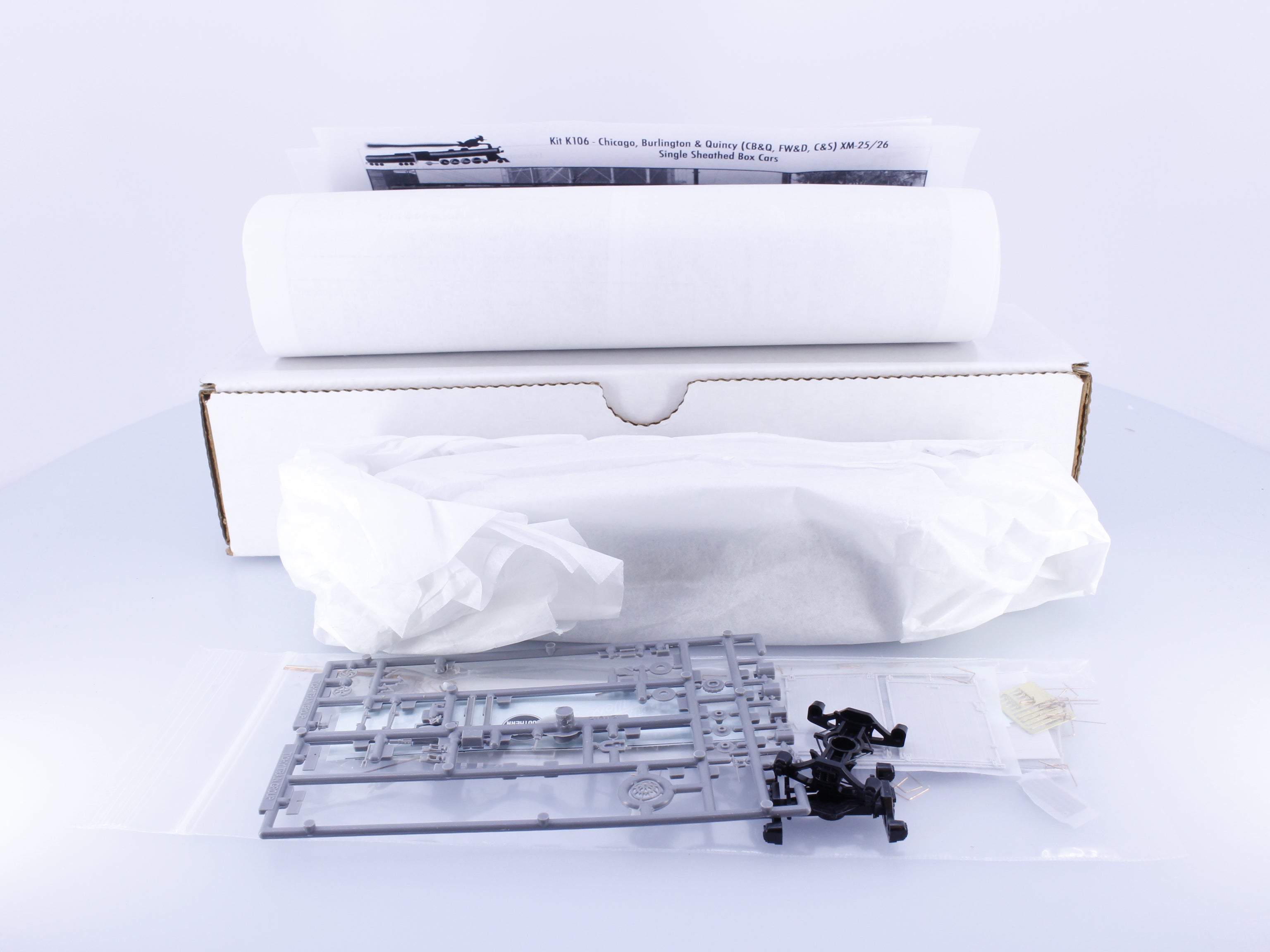 Speedwitch Media K106 HO Single Sheathed Boxcar Kit Chicago Burlington and Quincey (CBQ)