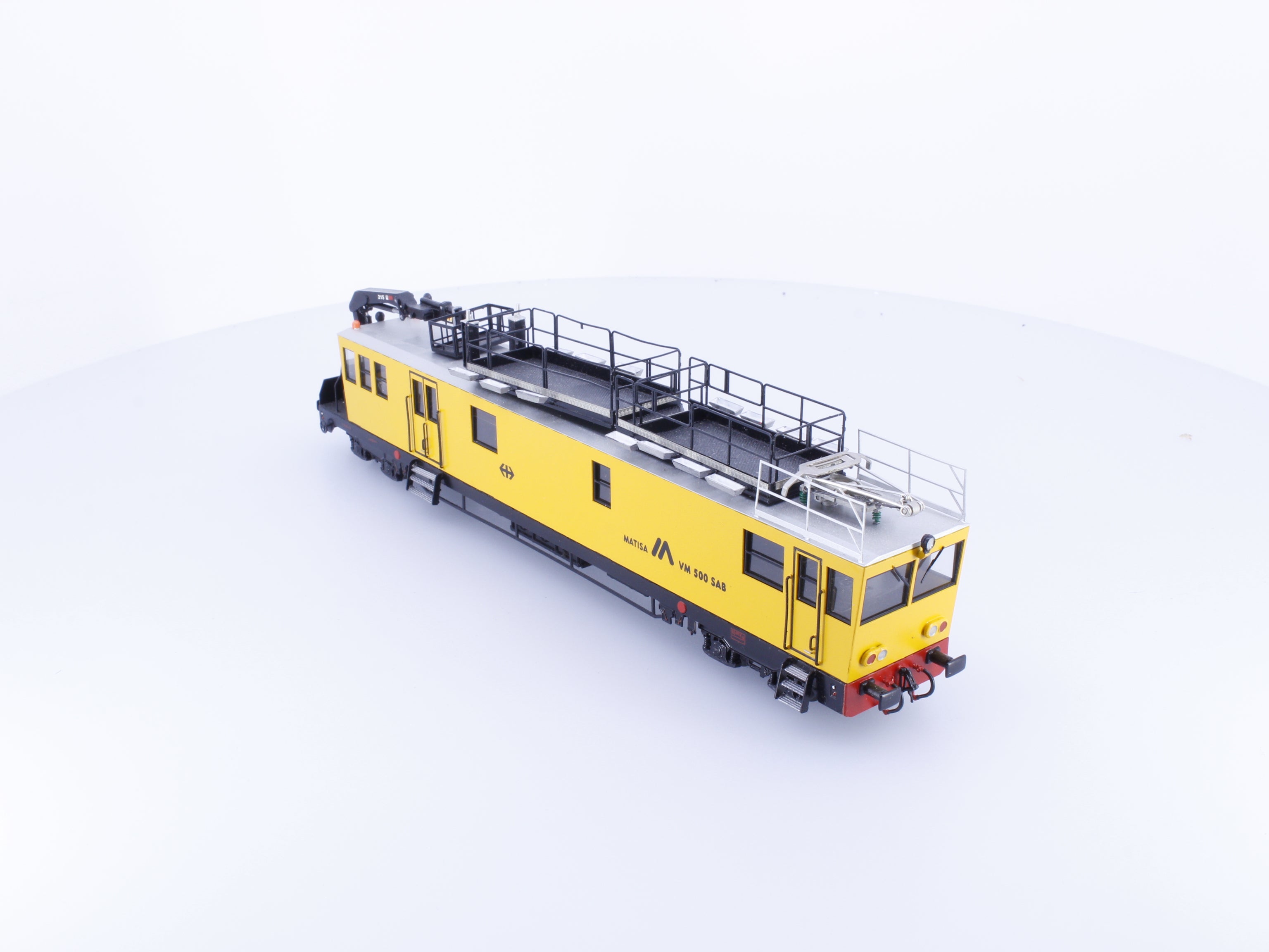 Linea Model VM500SAB HO SBB-CFF-FFS Maintenance vehicle, yellow service livery, slanted logo, Matisa VM500SAB DCC