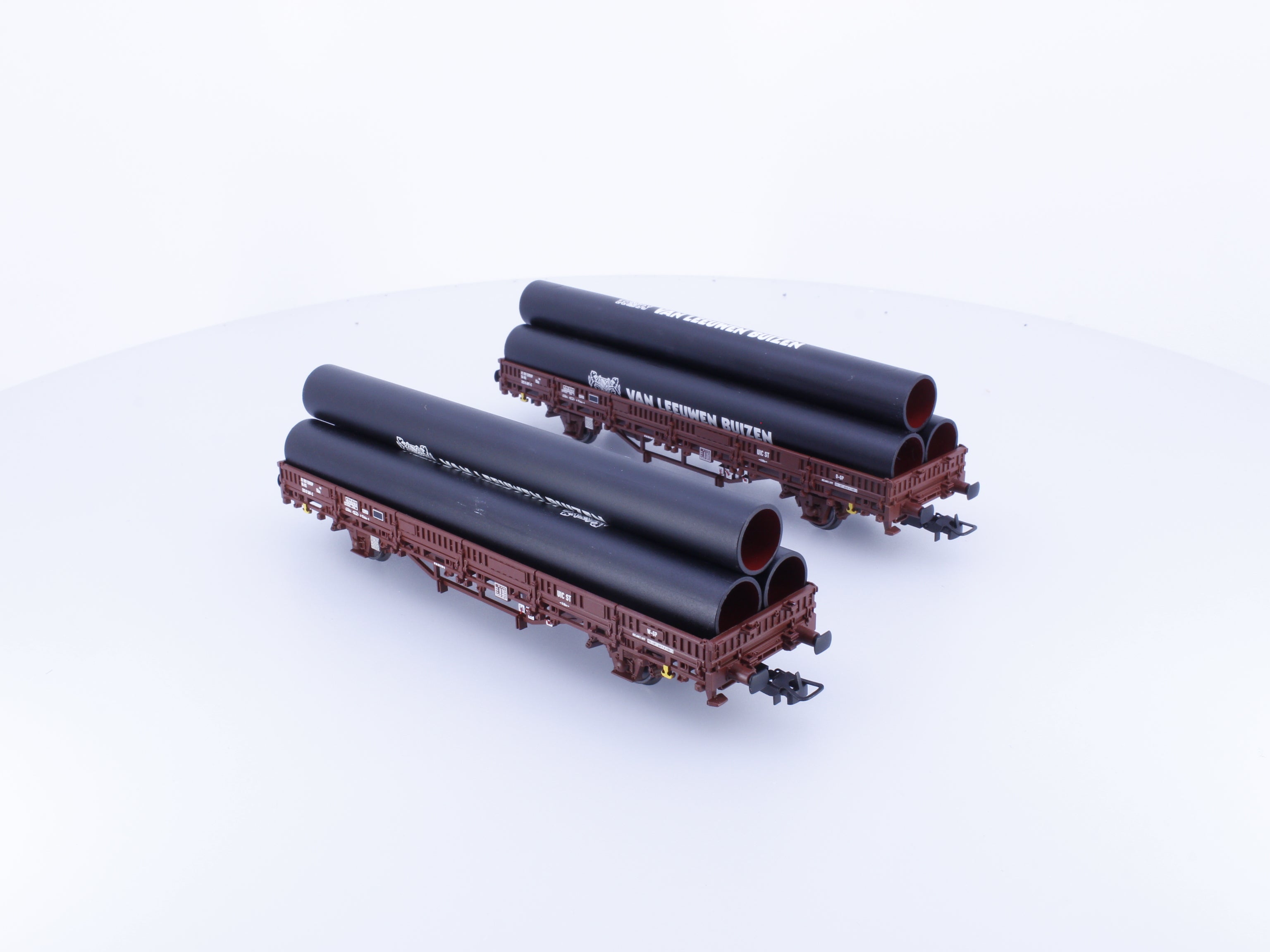 Rivarossi HR6169 HO NS Flachwagen-Set mit Rohren, 2 Platte Wagens "Van Leeuwen" #2 369-2,607-5
