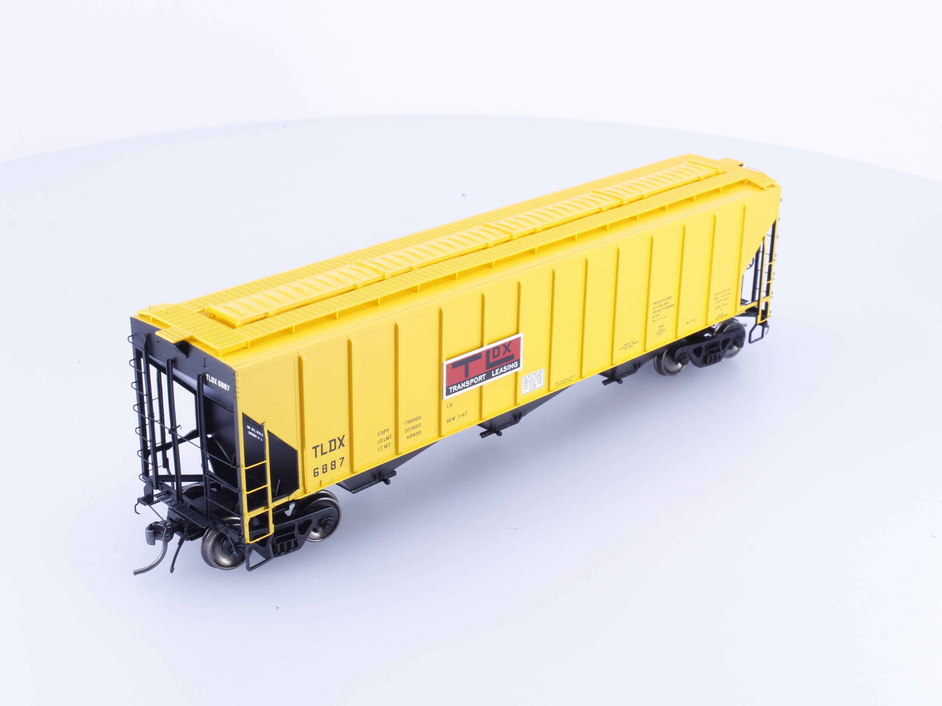 Tangent 21041-06 HO PS-2 4427 High Side Covered Hopper Delivery Yellow Lease (TLDX) 6887