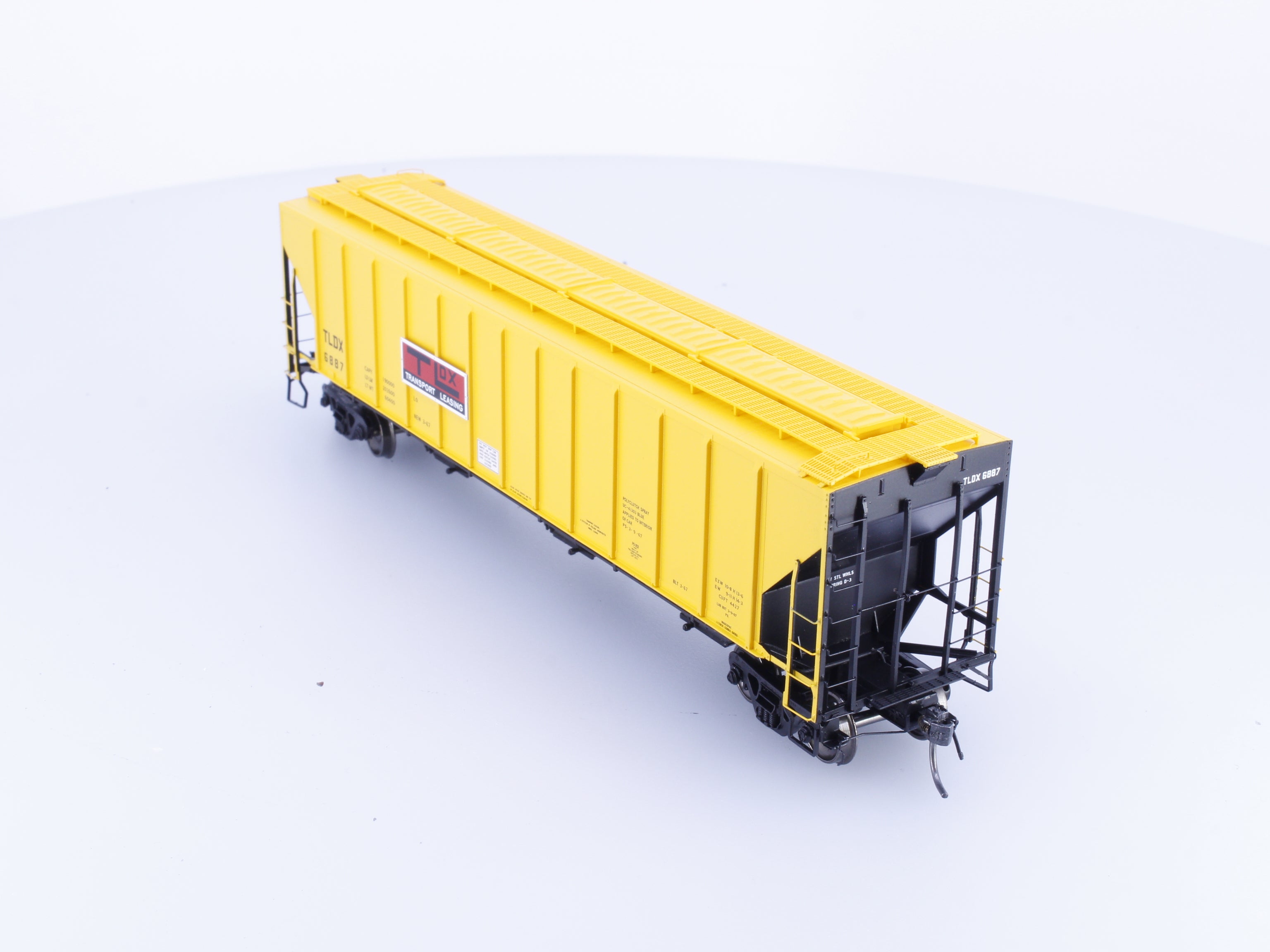 Tangent 21041-06 HO PS-2 4427 High Side Covered Hopper Delivery Yellow Lease (TLDX) 6887