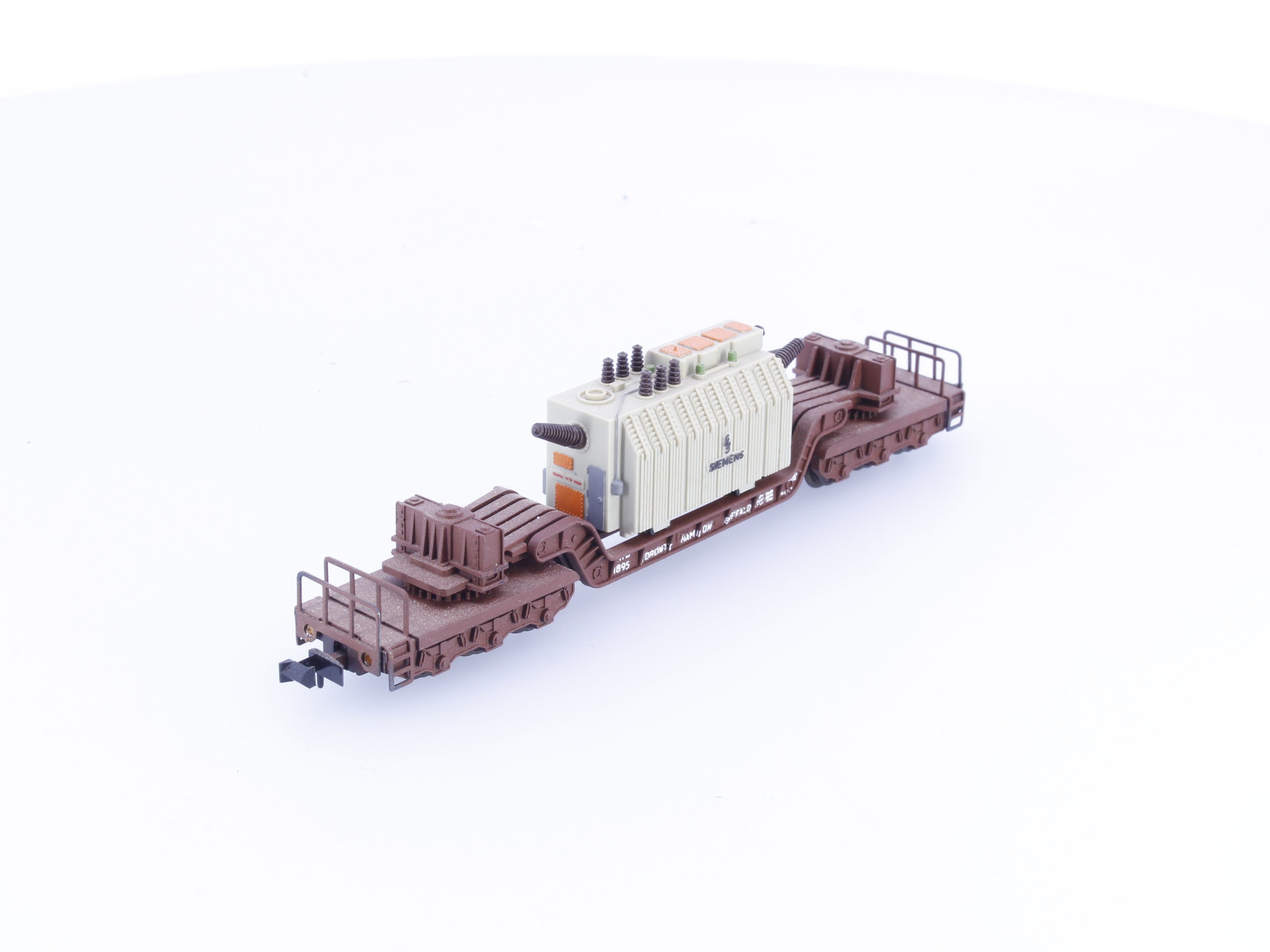 Minitrix 51290200 N Depressed Center Flat Car with Siemens Load Toronto Hamilton and Buffalo (THB) 1895