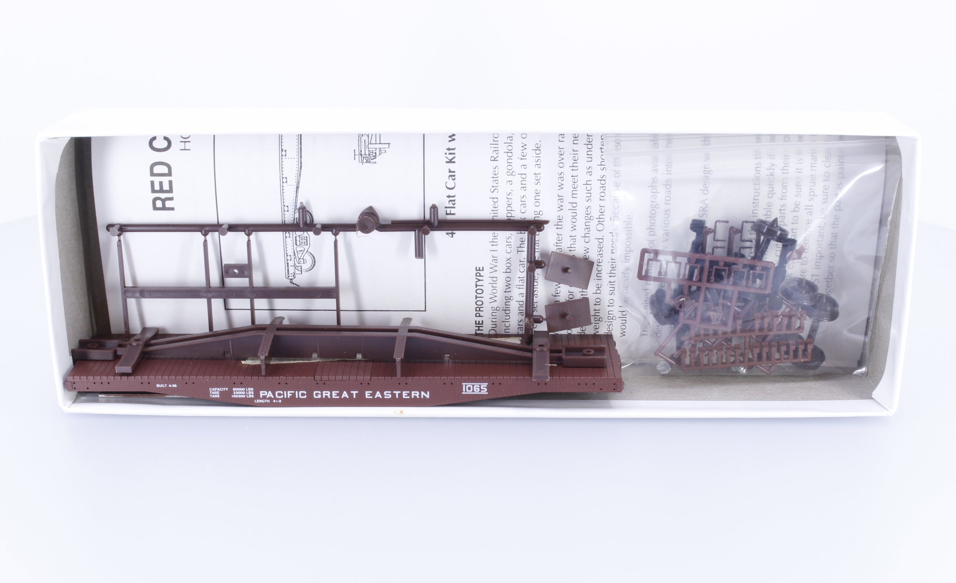 Red Caboose RC-2250-3 HO 42' Flat Car Kit Pacific Great Eastern (PGE) 1065