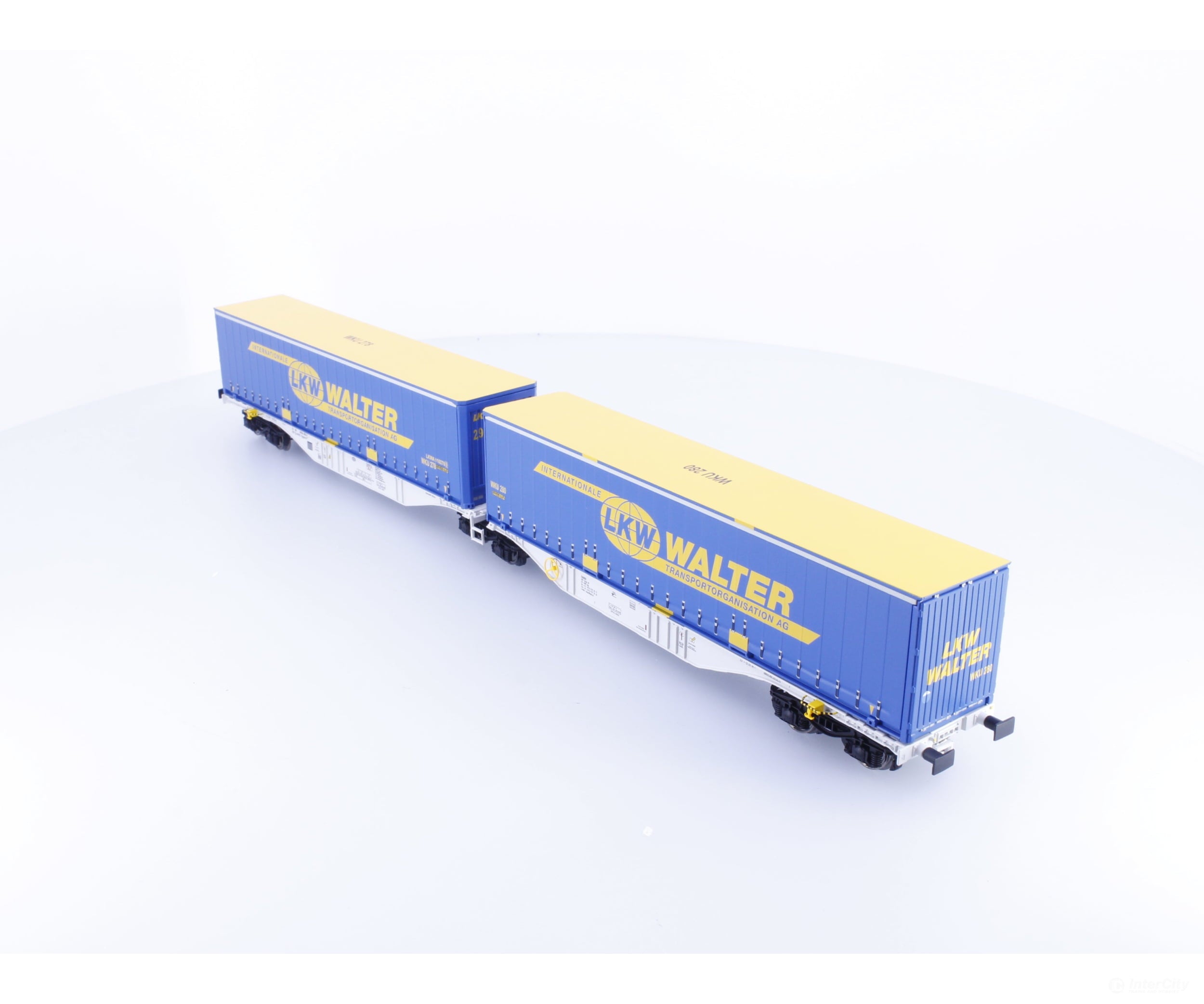 A.C.M.E. 40273 HO SBB-CFF-FFS Cargo LKW Walter Dual Intermodal Flat Cars with Containers Cemat - European Freight Cars