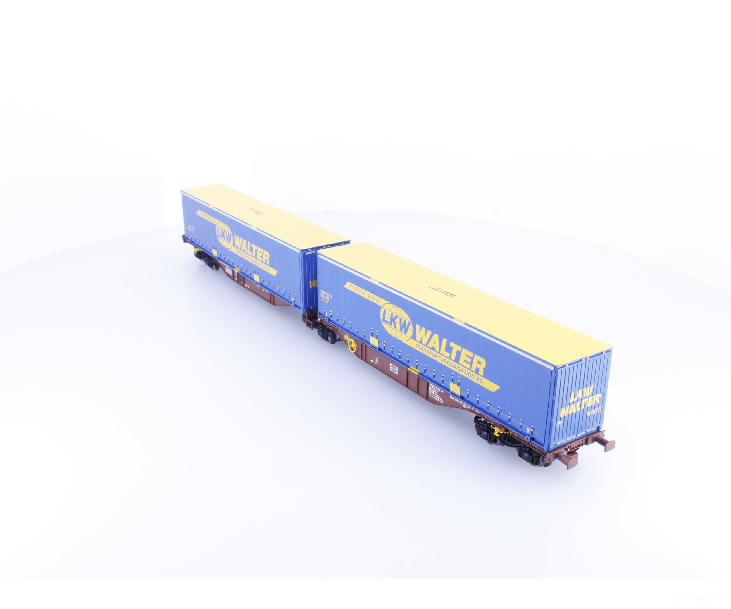 A.C.M.E. 40293 HO SOB Cargo LKW Walter Dual Intermodal Flat Cars with Containers - European Freight Cars