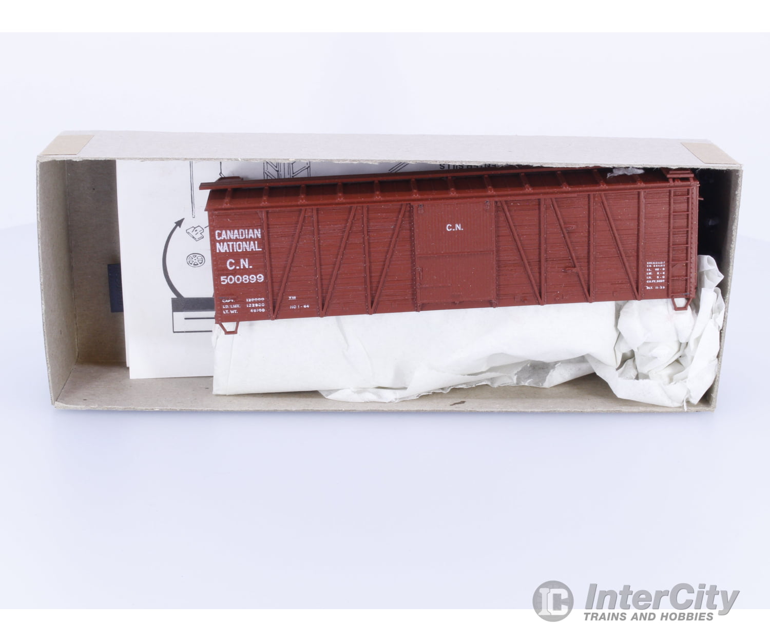 Accurail 4003 HO 40’ Outside Braced Boxcar Wood Ends Kit Canadian National (CN) 500899 Freight Cars