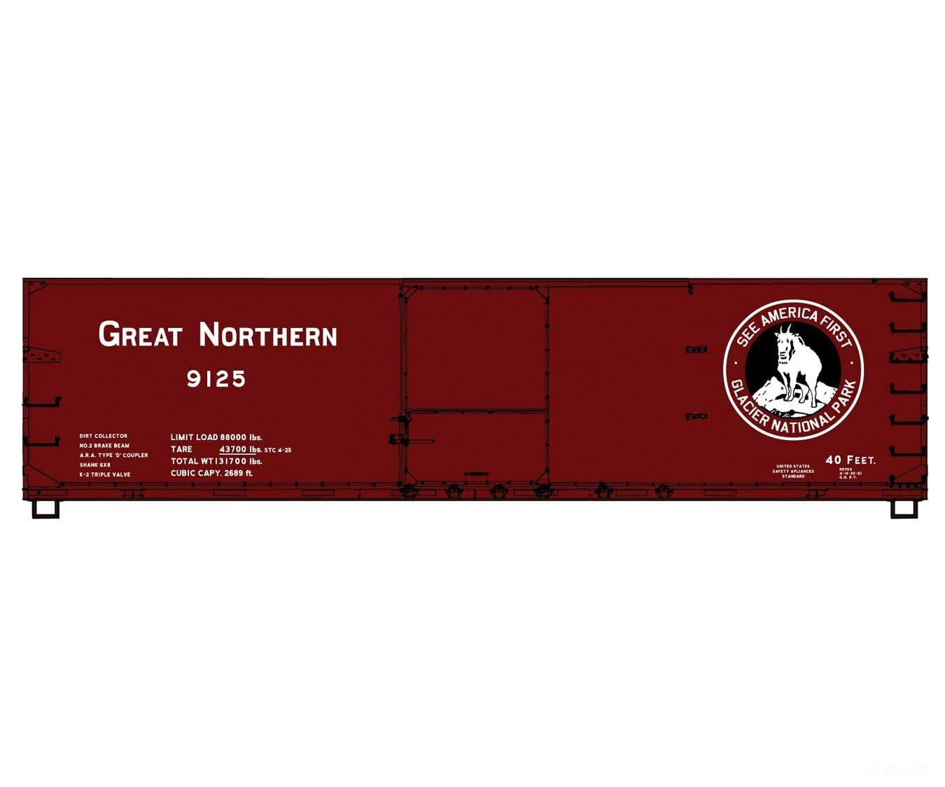 Accurail HO 81921 USRA 40β Double-Sheathed Wood Boxcar - Kit - Great Northern (Boxcar Red black See America First Logo)