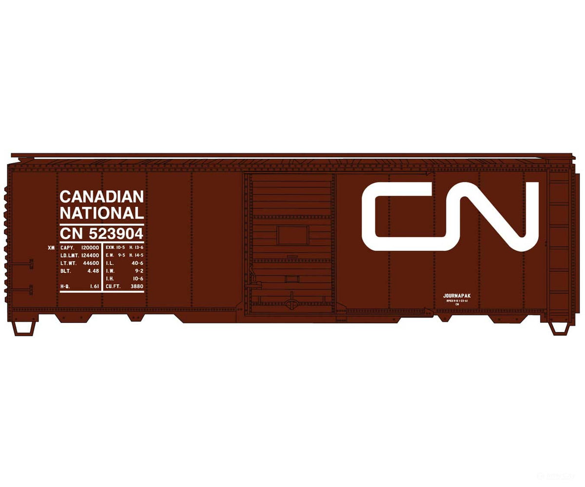 Accurail HO 81931 AAR 40’ Single-Door Steel Boxcar - Kit - Canadian National #523904 (Boxcar Red Large Noodle Logo)