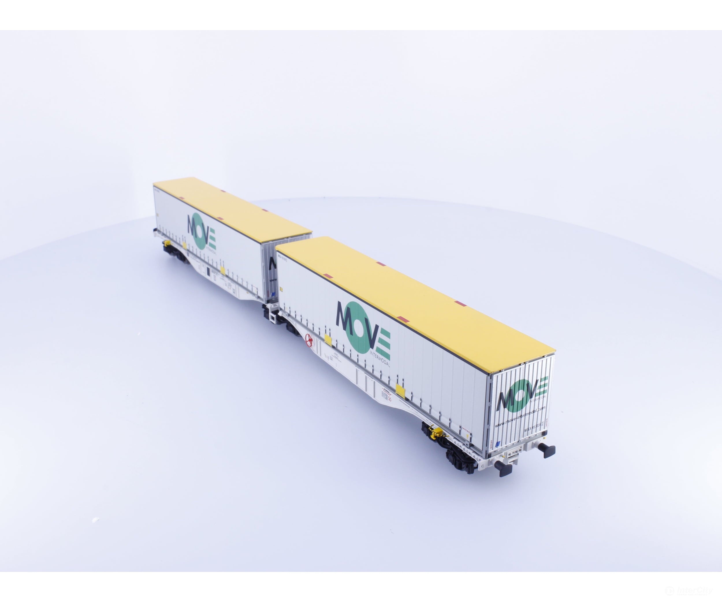 ACME 40294 HO SBB-CFF-FFS Cargo Move Dual Intermodal Flat Cars with Containers Hupac - European Freight Cars