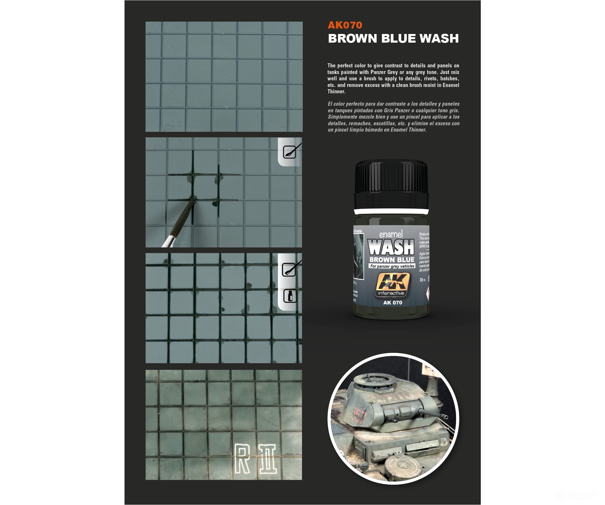 AK Interactive AK070 Brown Blue Wash For Grey - Weathering