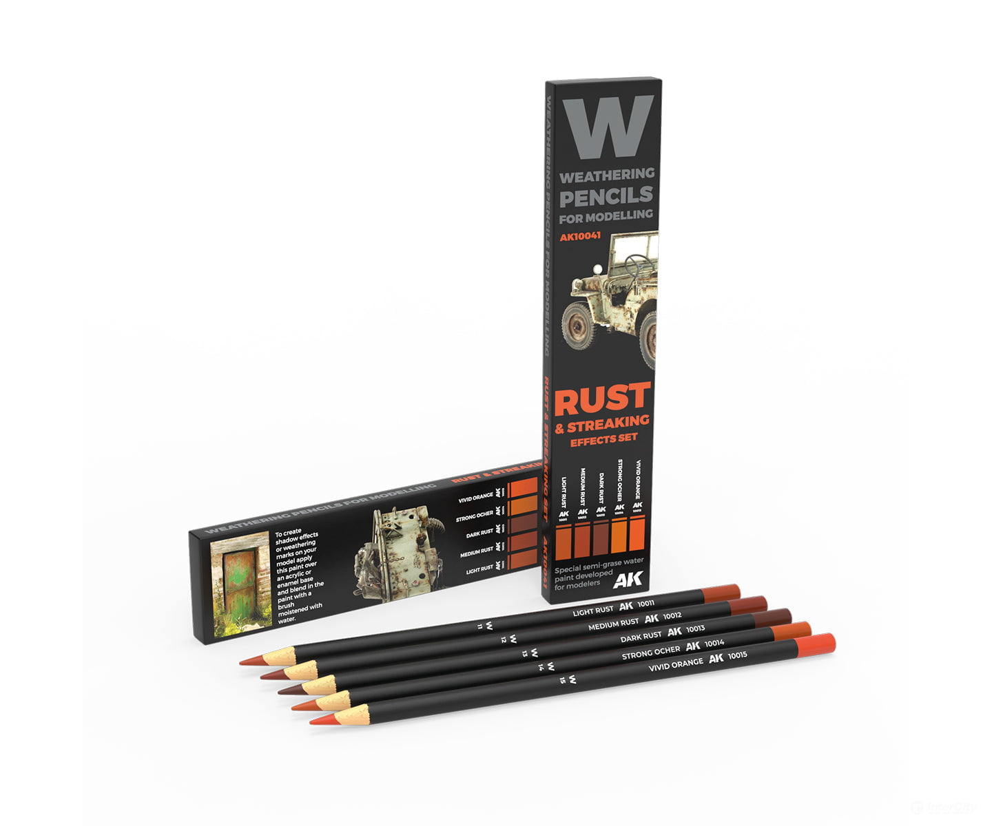 Ak Interactive Ak10041 Weathering Pencils Rust & Streaking: Effects Set