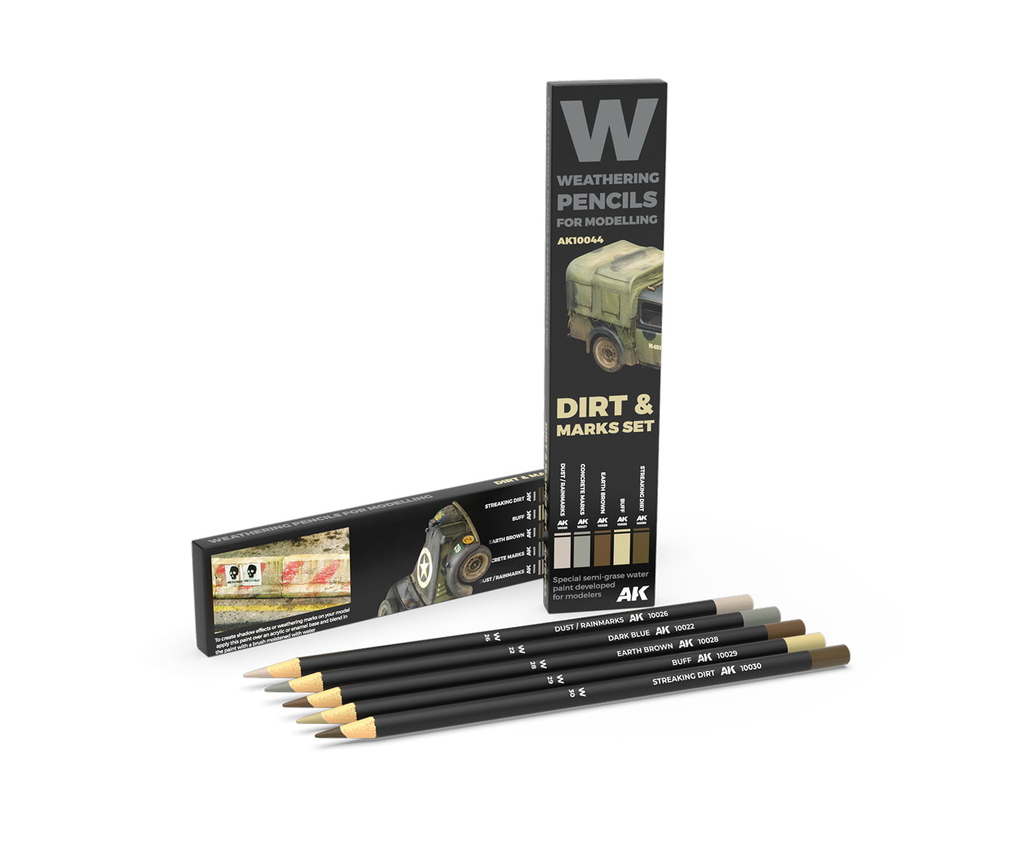 Ak Interactive Ak10044 Weathering Pencils - Dirt & Marks Set