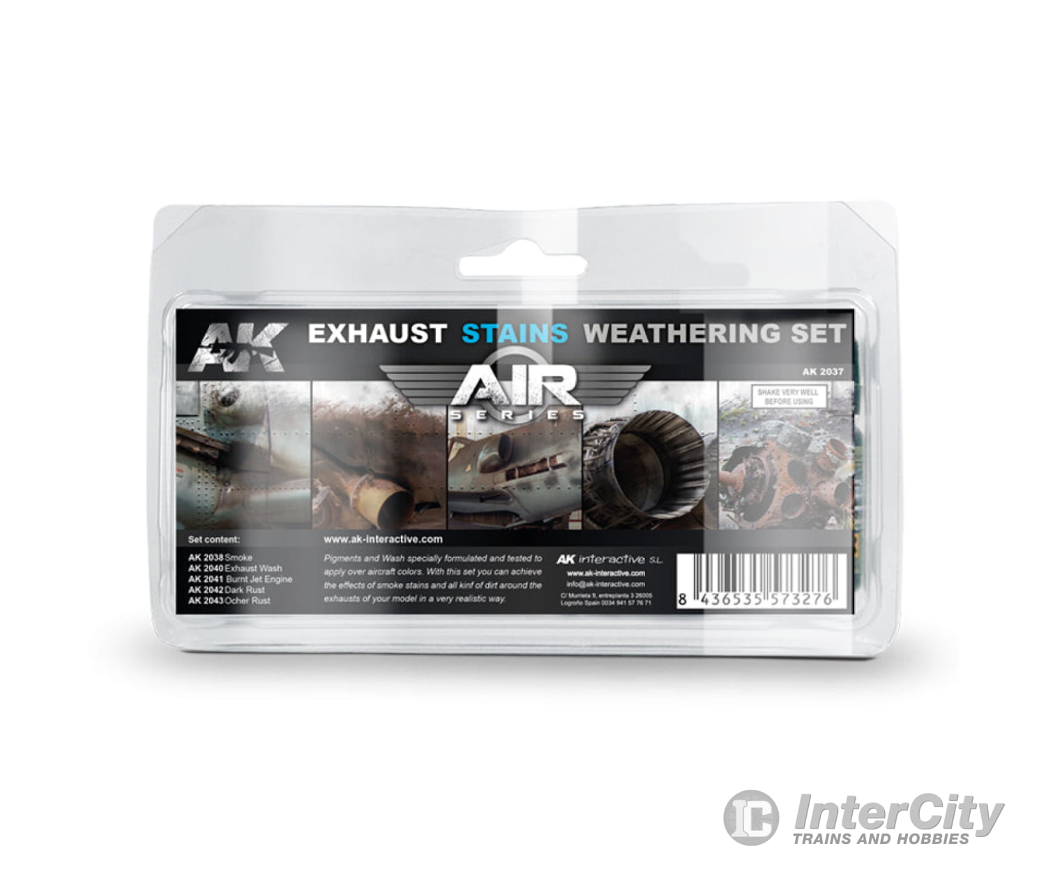 AK Interactive AK2037 Exhaust Stains Weathering Set - Air Series Weathering