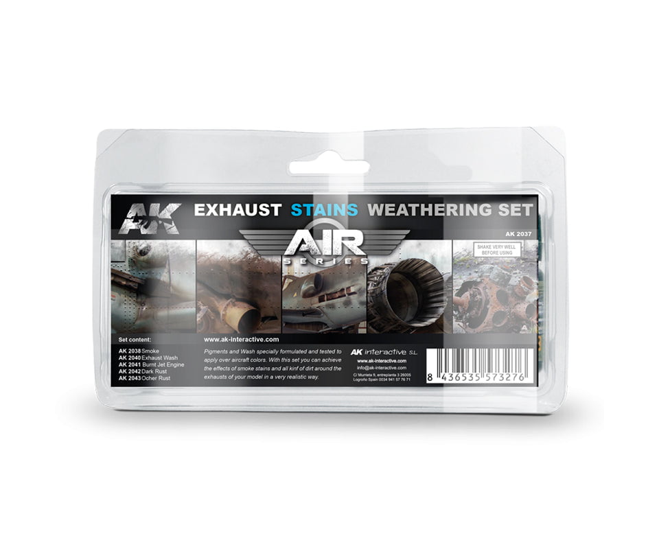 AK Interactive AK2037 Exhaust Stains Weathering Set - Air Series Weathering