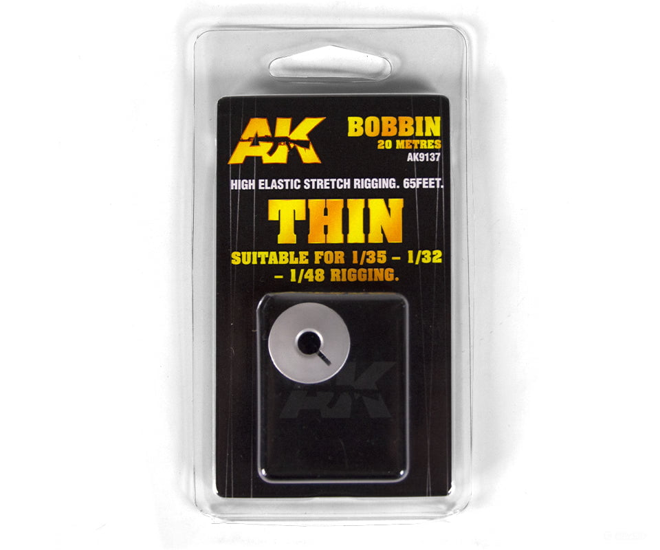 AK Interactive AK9137 High Elastic Stretch Rigging - 65 Feet - Thin Detailing Parts
