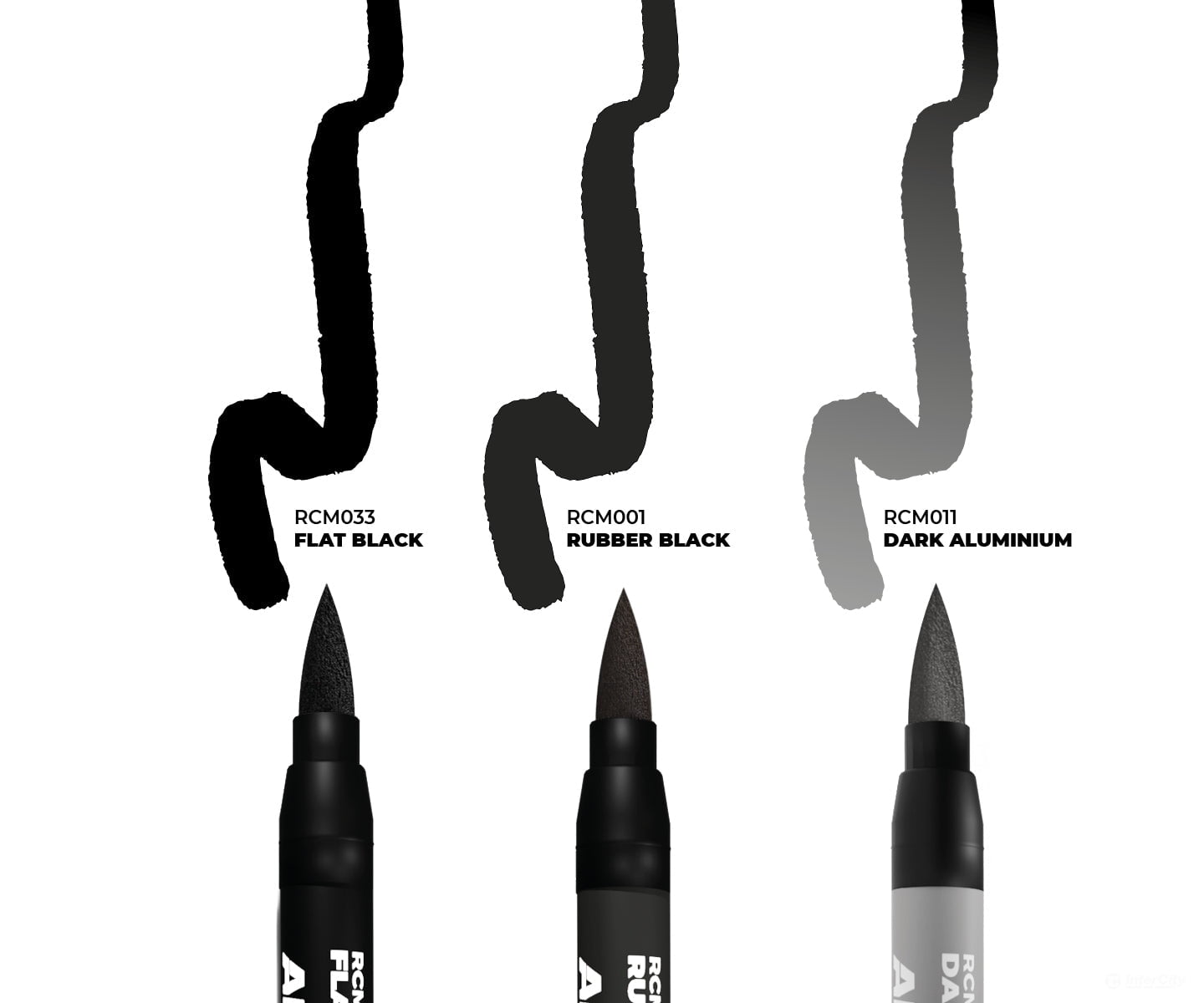 AK Interactive Real Color RC Markers RCM102 Basic Colors Set (3 Markers - RCM001 RCM002 RCM013) - Paint