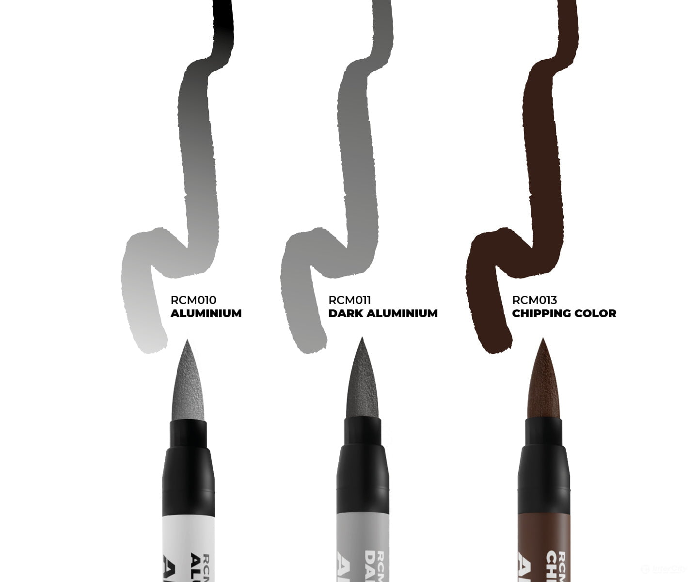 AK Interactive Real Color RC Markers RCM105 Chipping Set (3 Markers - RCM010 RCM011 RCM013) - Paint