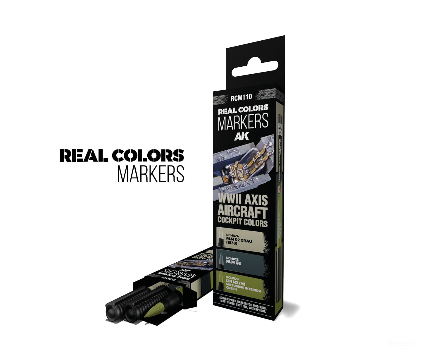 AK Interactive Real Color RC Markers RCM110 WWII Axis Aircraft Cockpit Colors Set (RCM024 RCM025 RCM031) - Paint