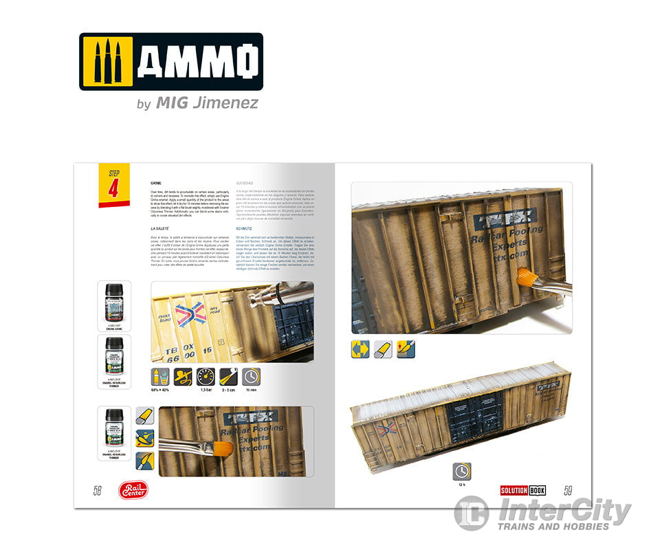 Ammo by Mig 1301 SOLUTION BOOK #02 - AMERICAN TRAINS. All Weathering Products (English) Weathering