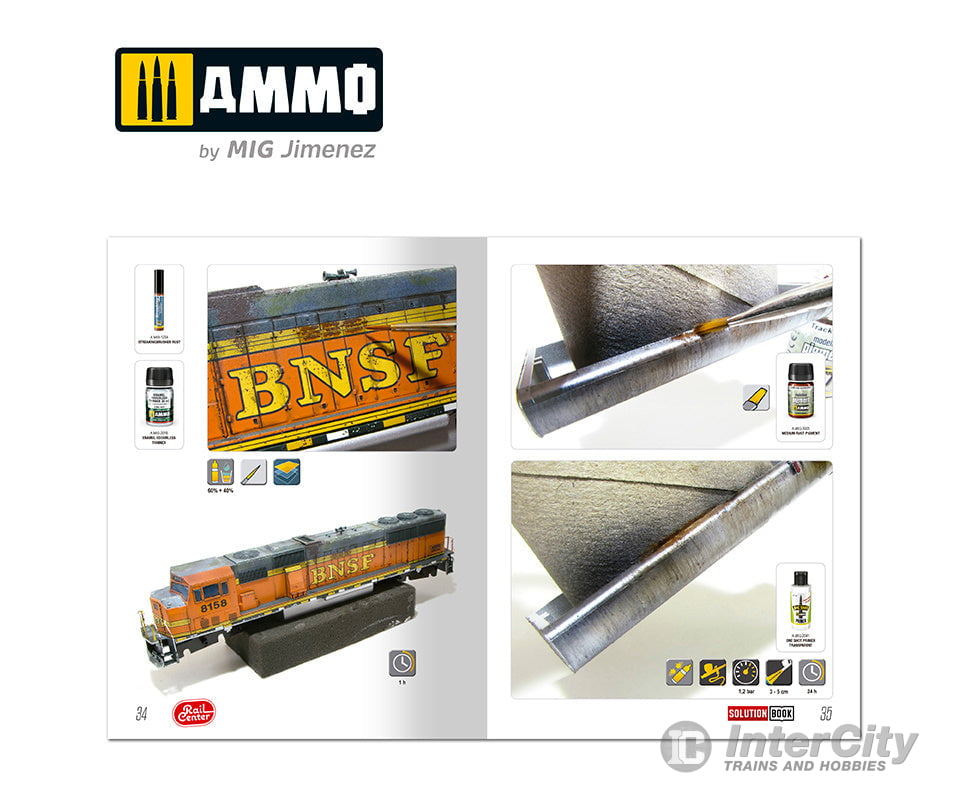 Ammo by Mig 1301 SOLUTION BOOK #02 - AMERICAN TRAINS. All Weathering Products (English) Weathering