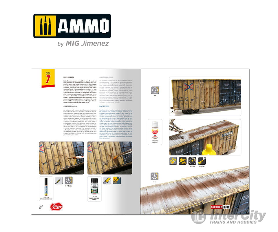 Ammo by Mig 1301 SOLUTION BOOK #02 - AMERICAN TRAINS. All Weathering Products (English) Weathering