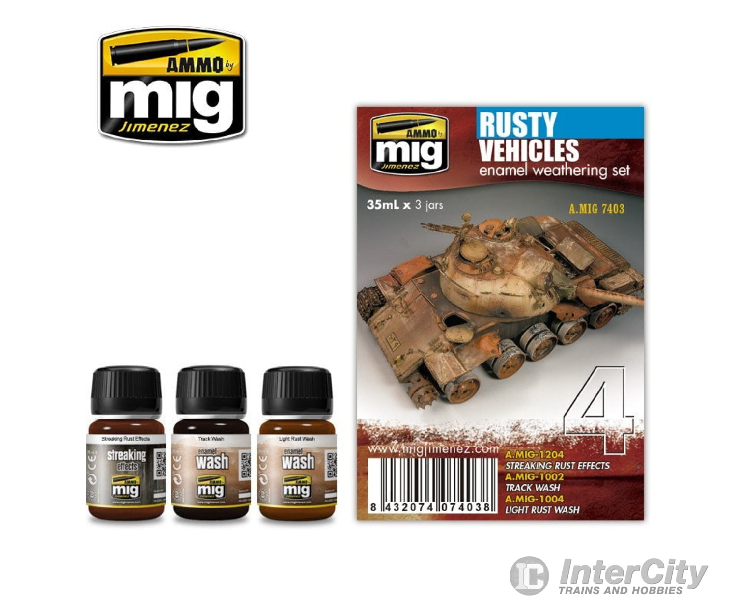 Ammo by Mig AMIG7403 Rusty Vehicles Enamel Weathering Set Weathering