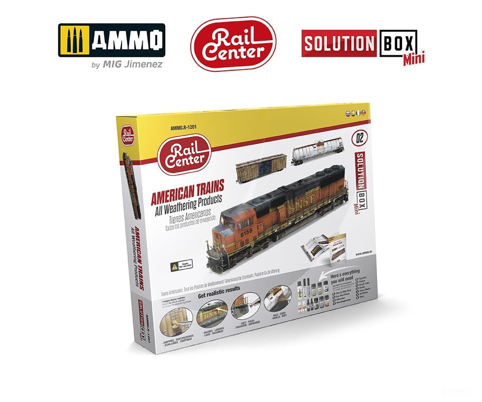 Ammo By Mig Amigr-1201 Rail Center Solution Box Mini #02 – American Trains Weathering Set